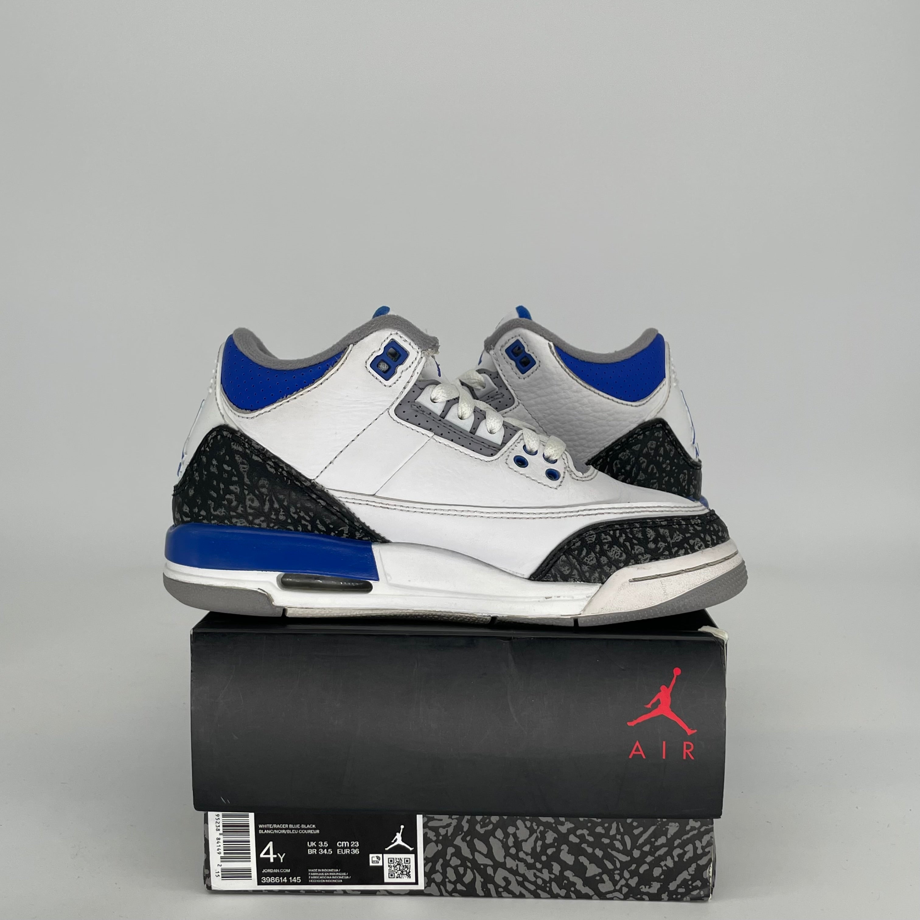 AIR JORDAN 3 RACER BLUE SIZE 4Y 398614-145