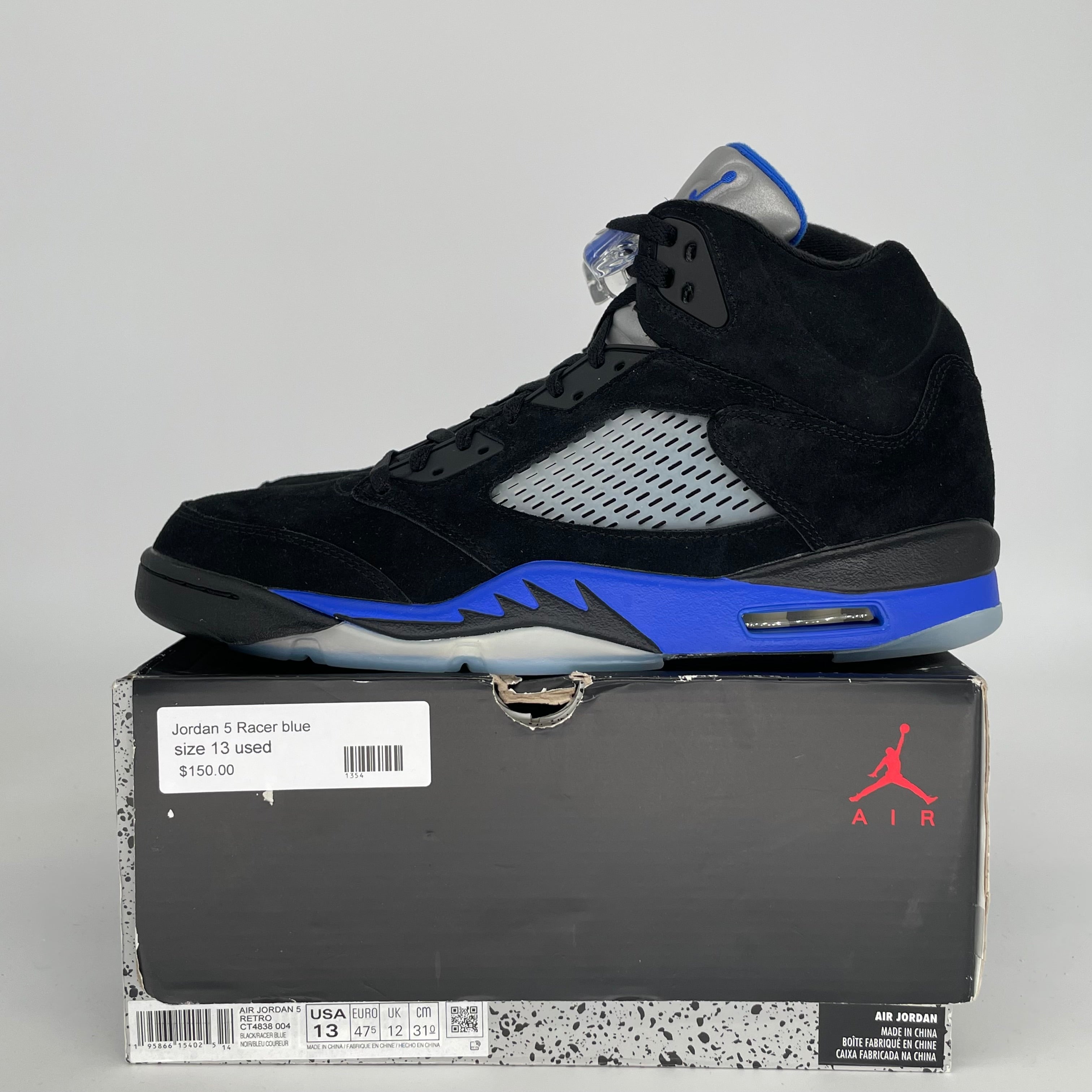 AIR JORDAN 5 RACER BLUE SIZE 13 CT4838-004