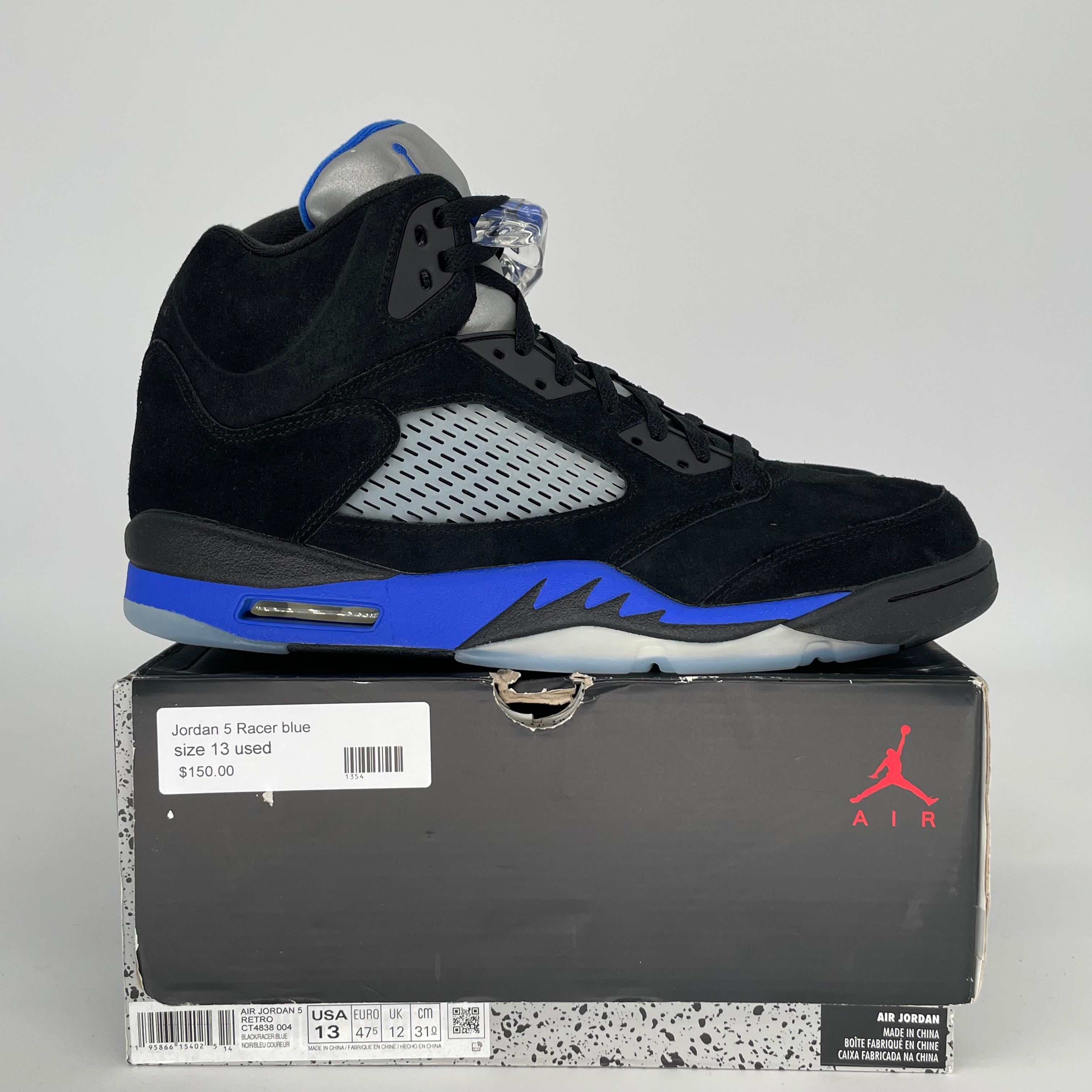 AIR JORDAN 5 RACER BLUE SIZE 13 CT4838-004