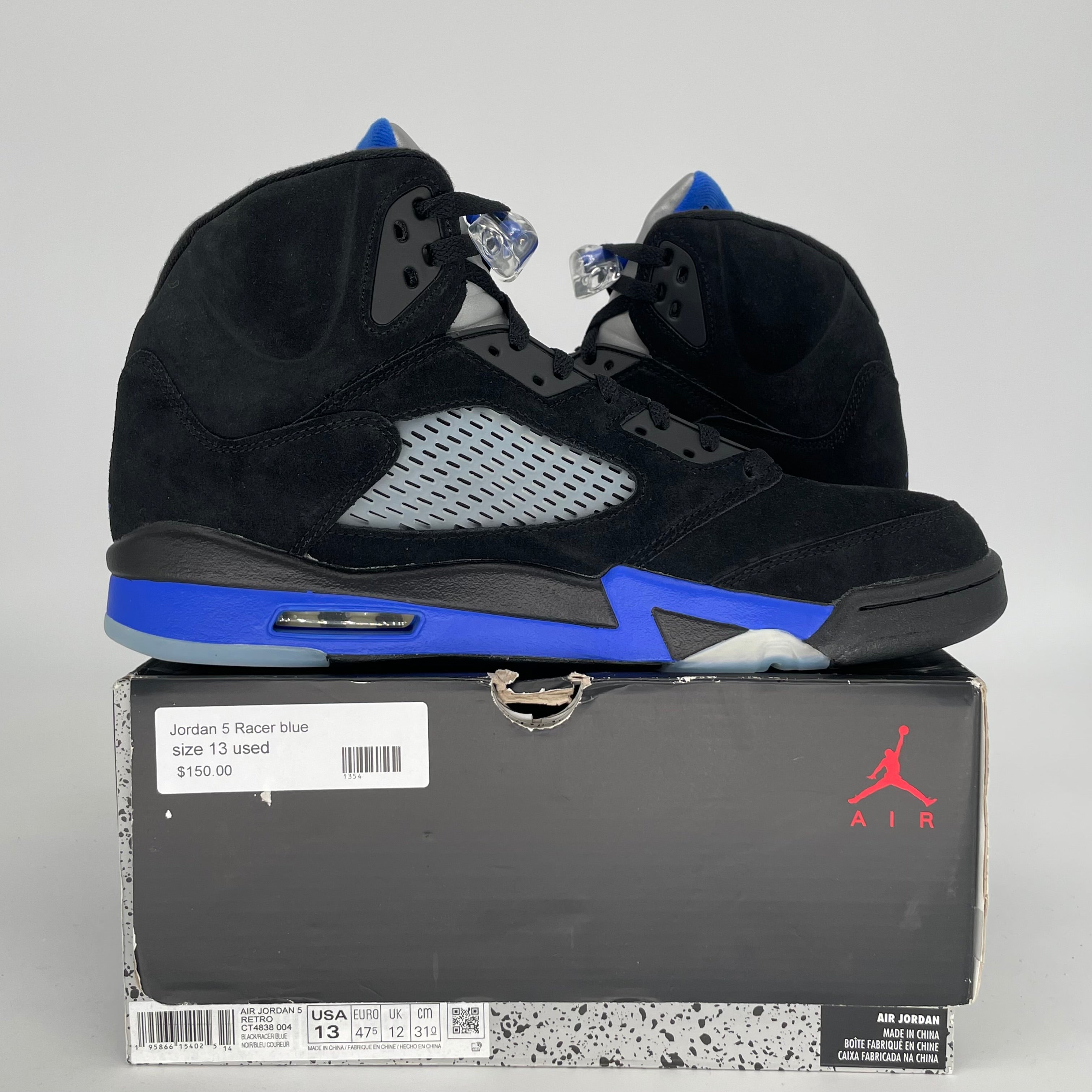 AIR JORDAN 5 RACER BLUE SIZE 13 CT4838-004