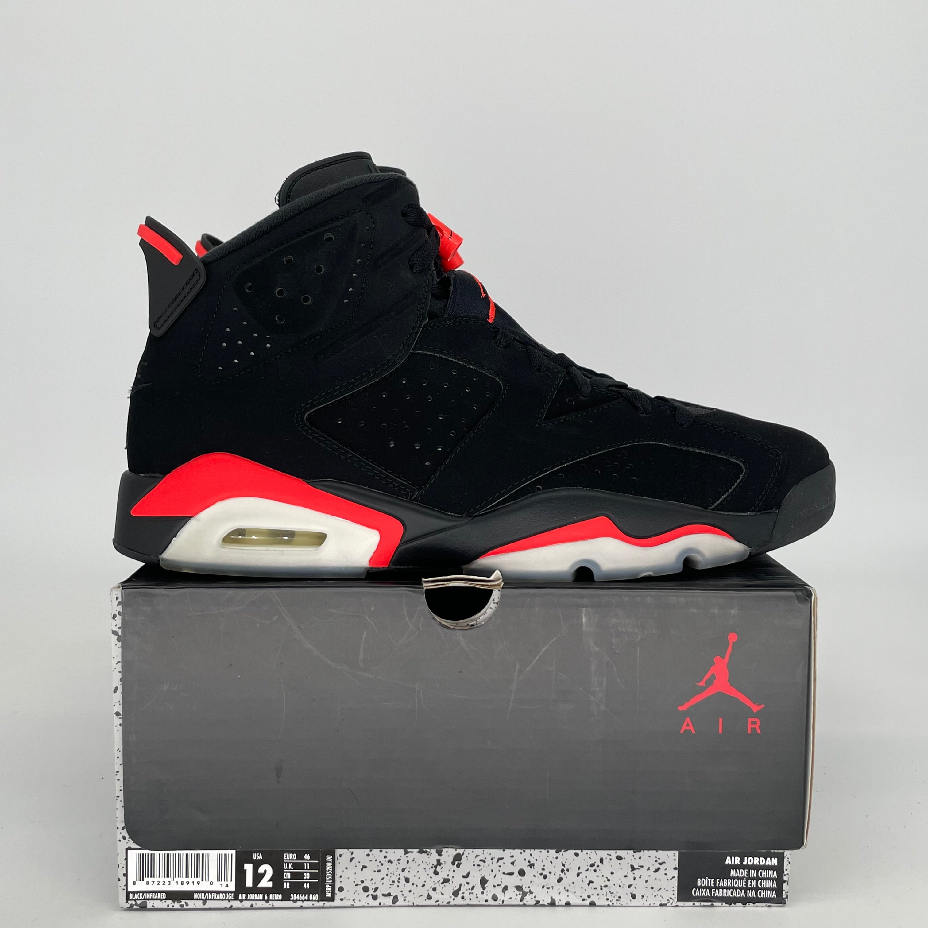 AIR JORDAN 6 BLACK INFRARED SIZE 12 384664-060