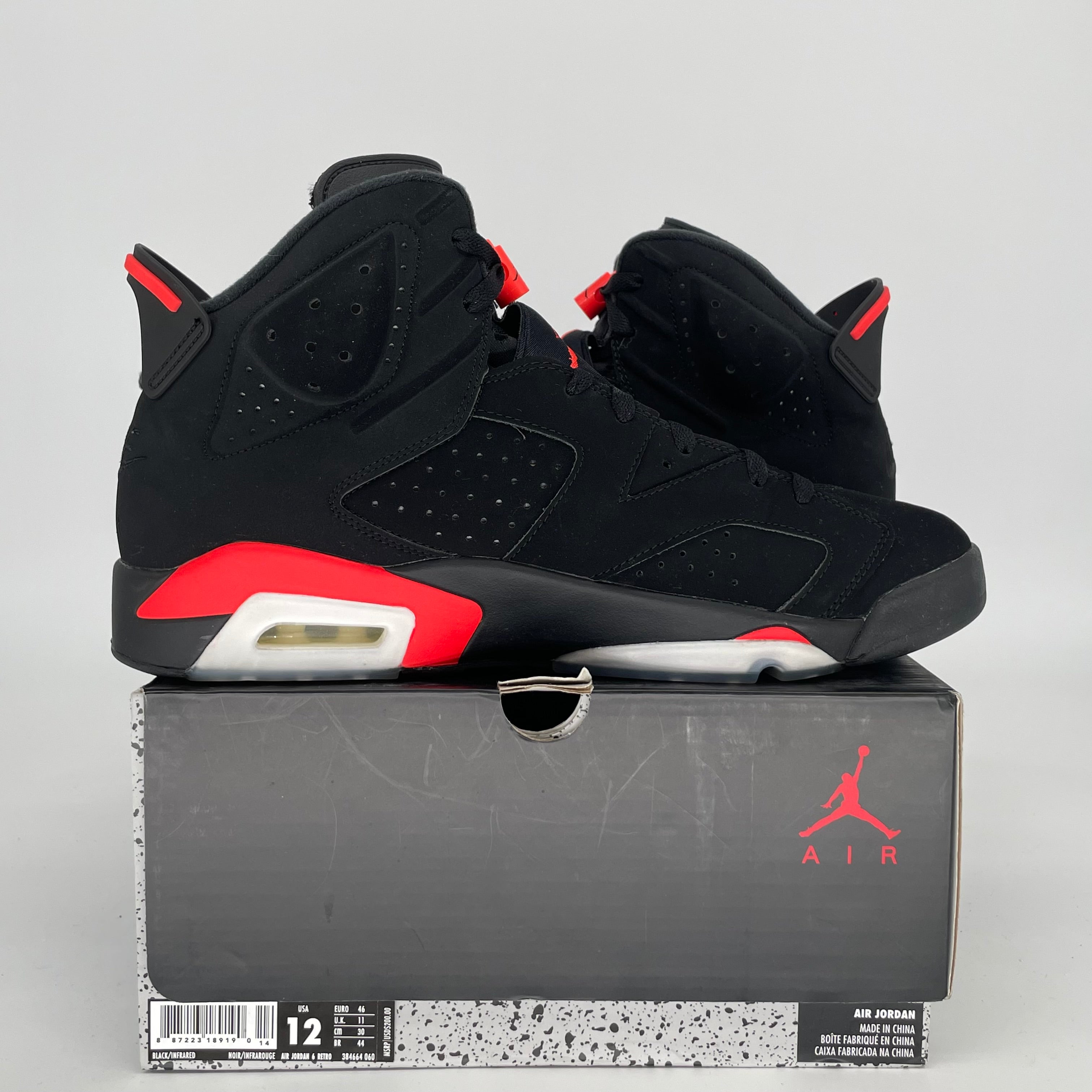 AIR JORDAN 6 BLACK INFRARED SIZE 12 384664-060