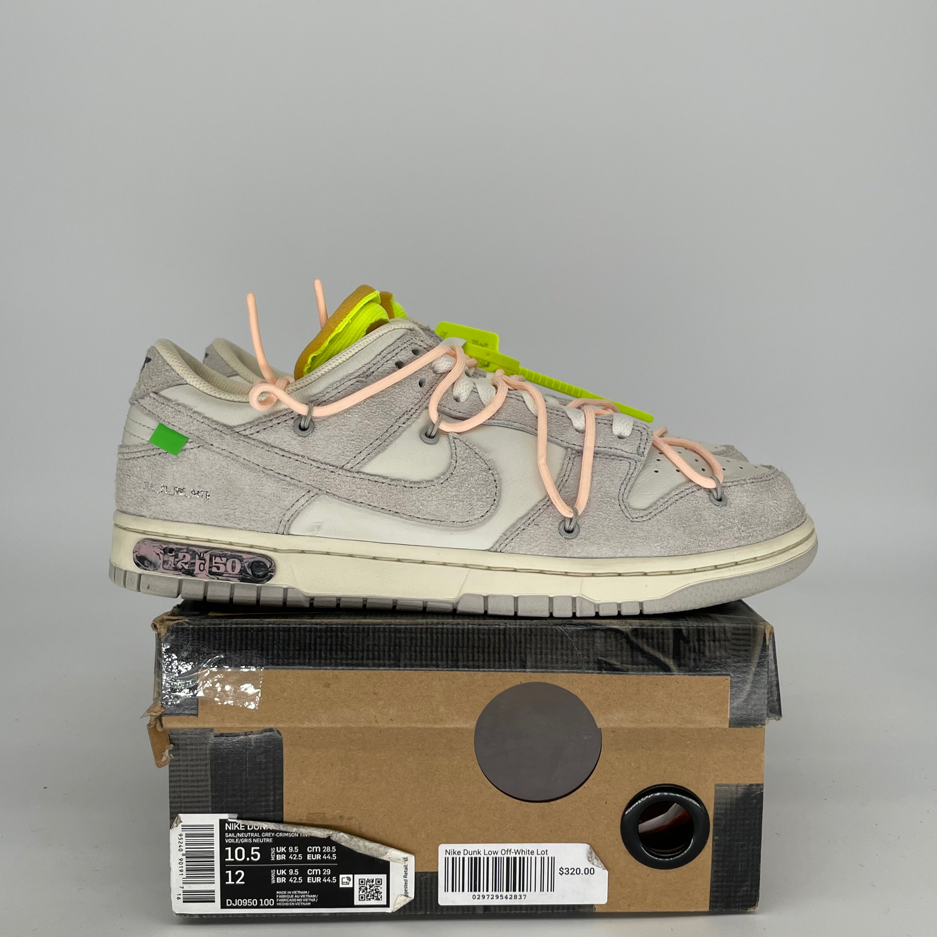 NIKE DUNK LOW OFF WHITE LOT 12 SIZE 10.5 DJ0950-100