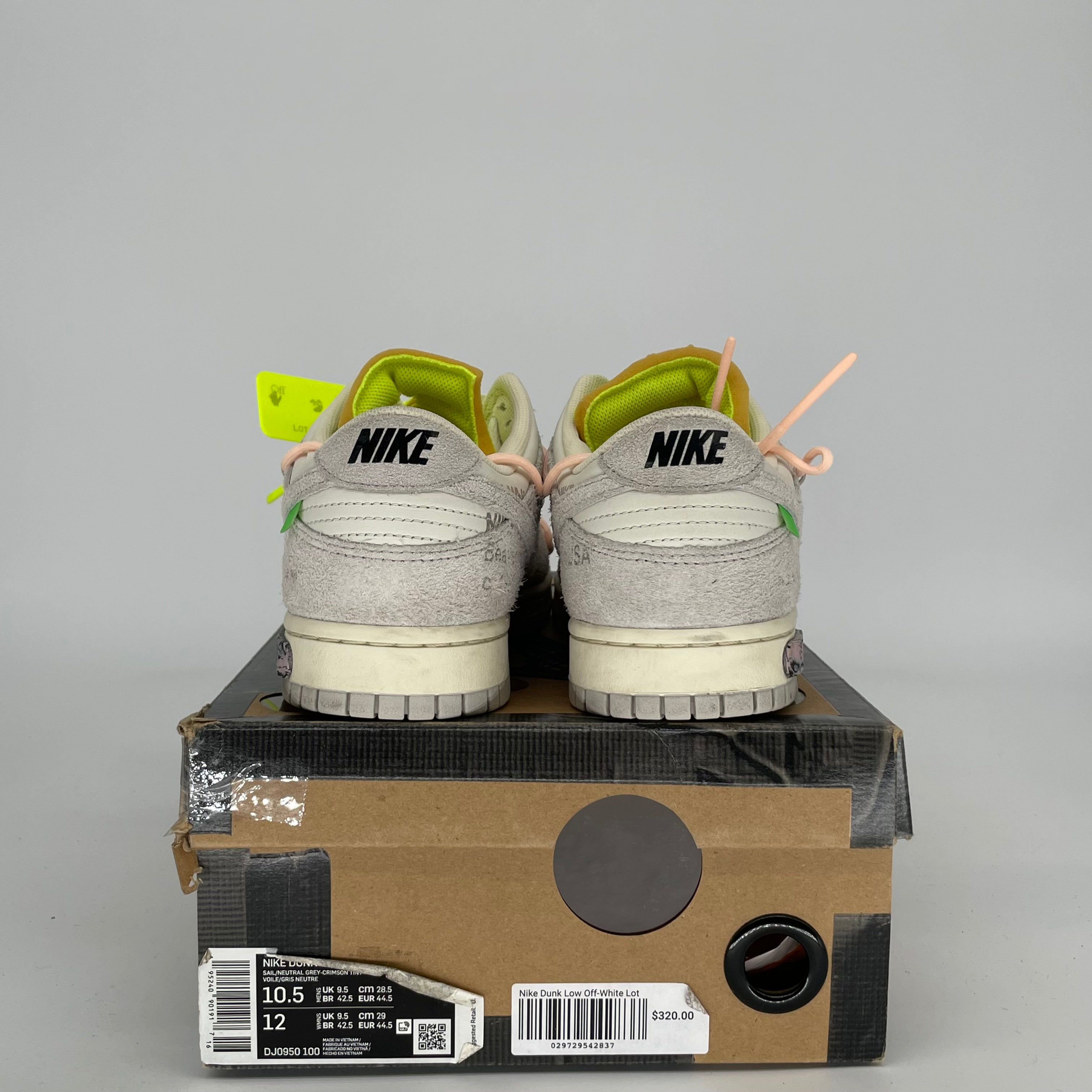 NIKE DUNK LOW OFF WHITE LOT 12 SIZE 10.5 DJ0950-100