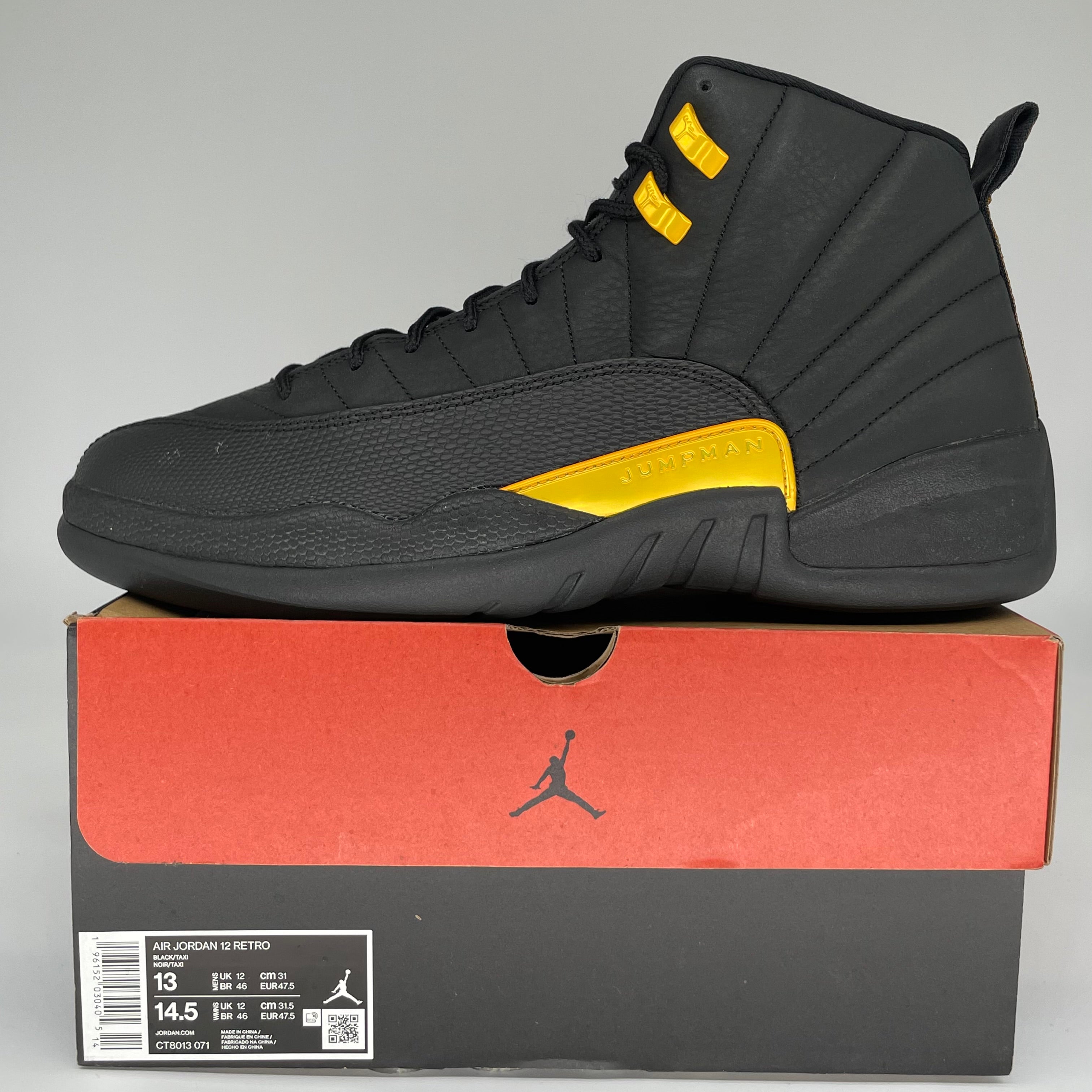 AIR JORDAN 12 BLACK TAXI SIZE 13 CT8013-071