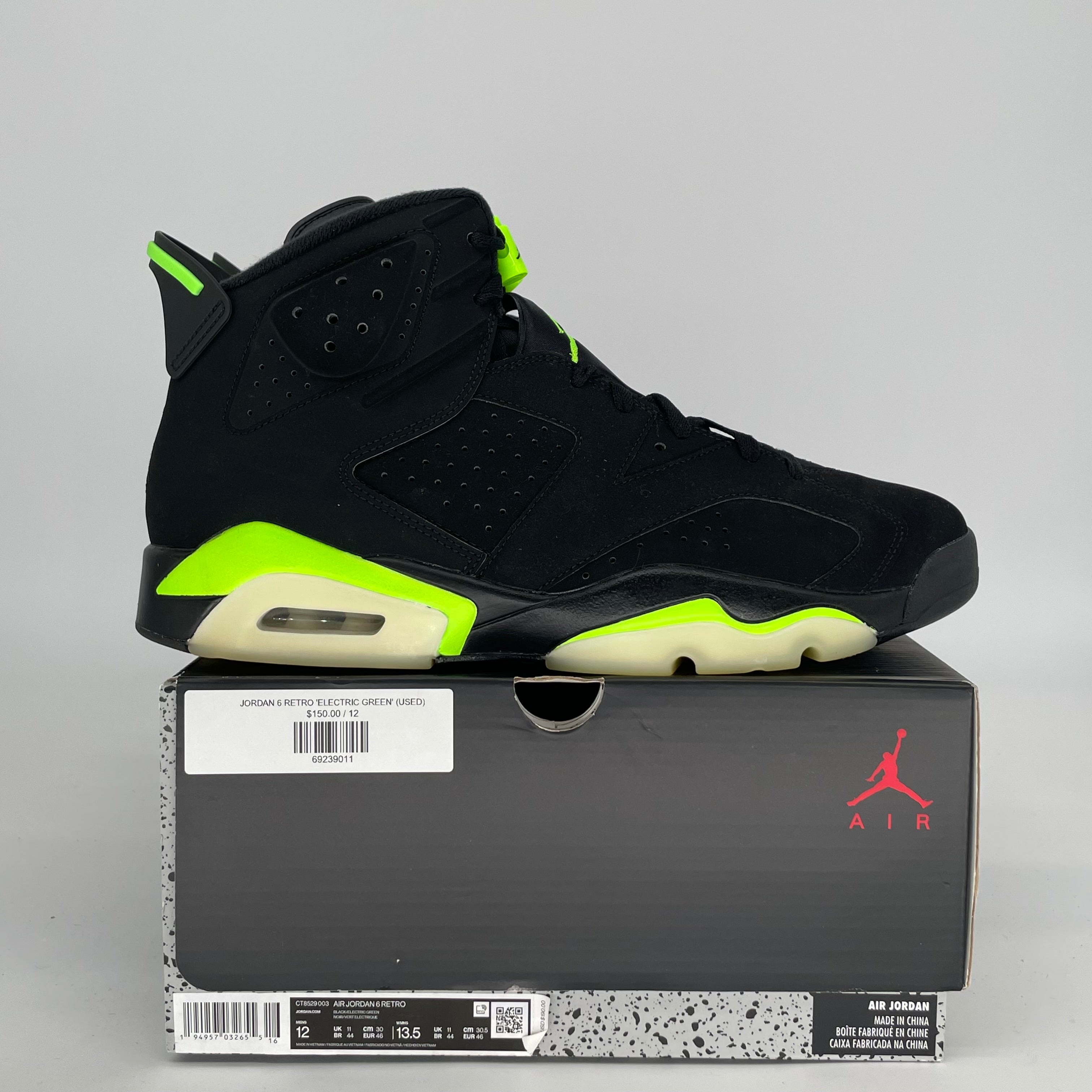 AIR JORDAN 6 ELECTRIC GREEN SIZE 12 CT8529-003