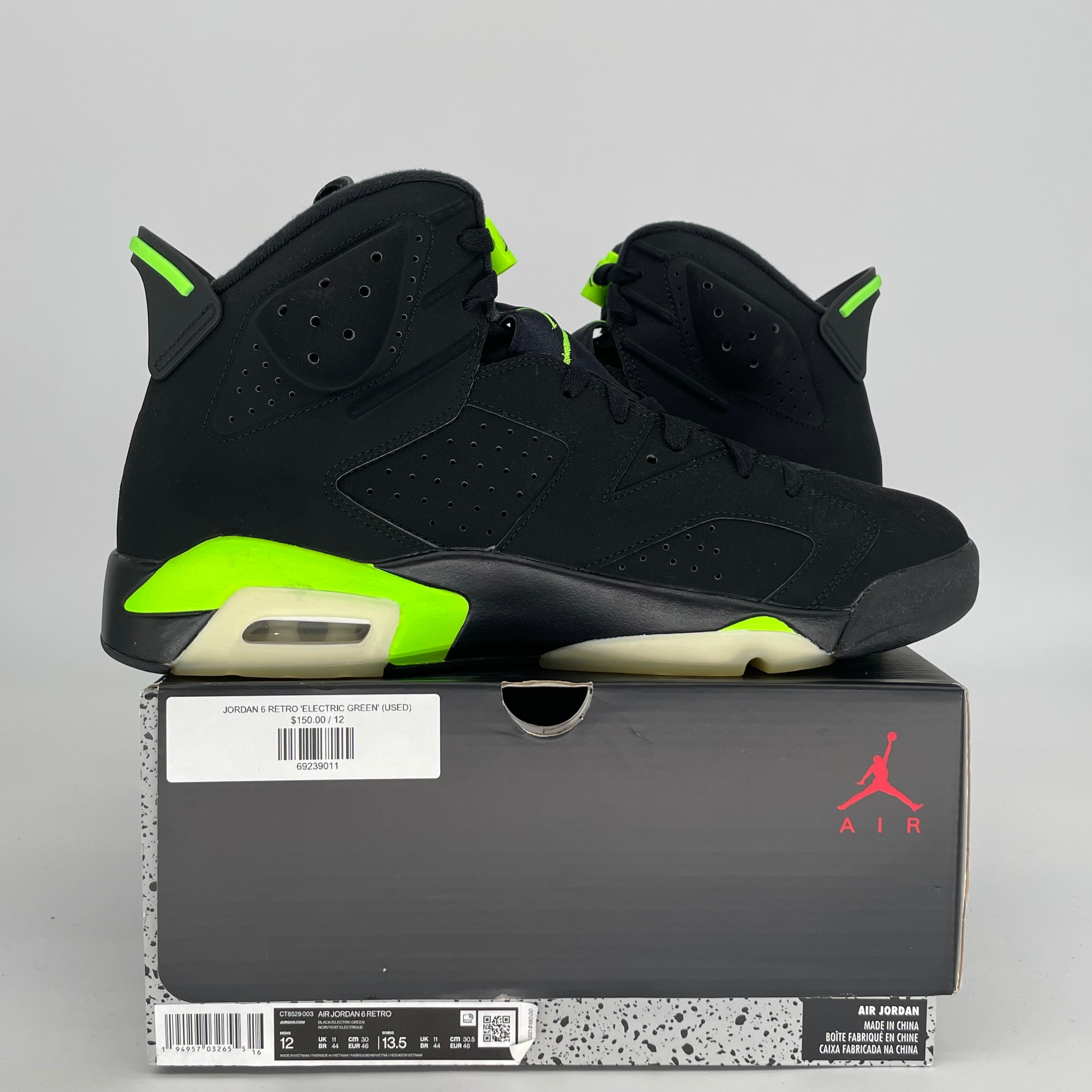 AIR JORDAN 6 ELECTRIC GREEN SIZE 12 CT8529-003