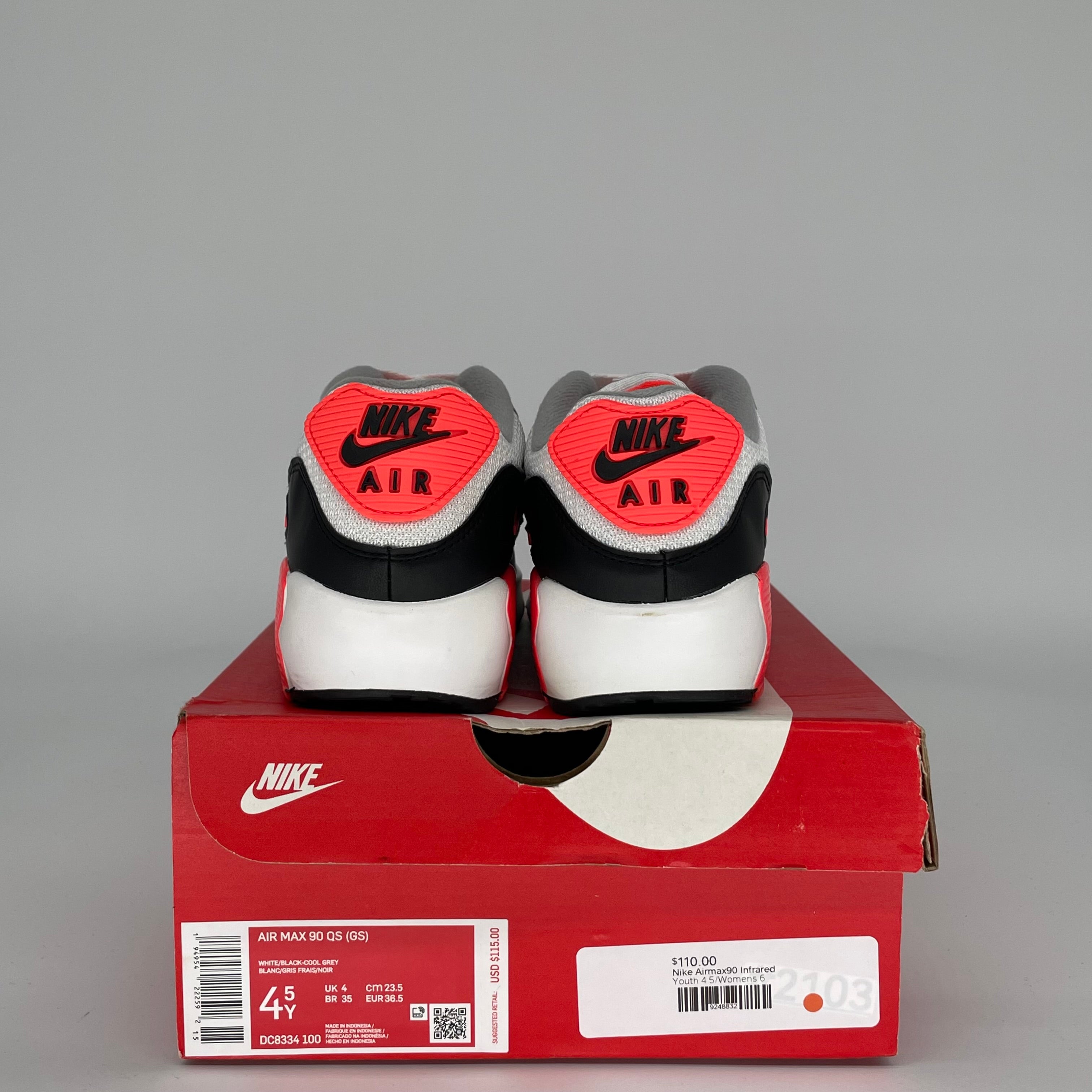 NIKE AIR MAX 90 INFRARED SIZE 4.5 DC8334-100