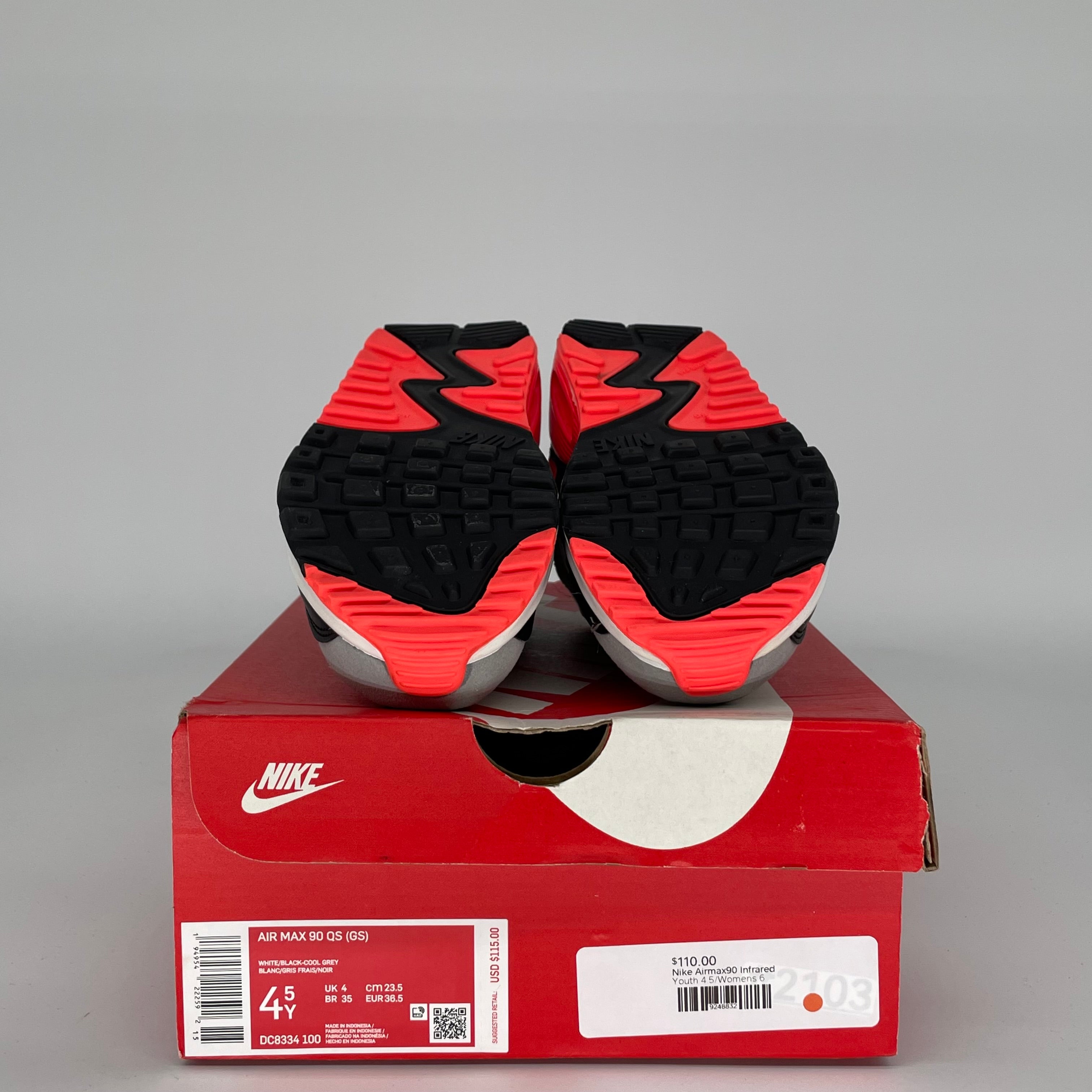 NIKE AIR MAX 90 INFRARED SIZE 4.5 DC8334-100