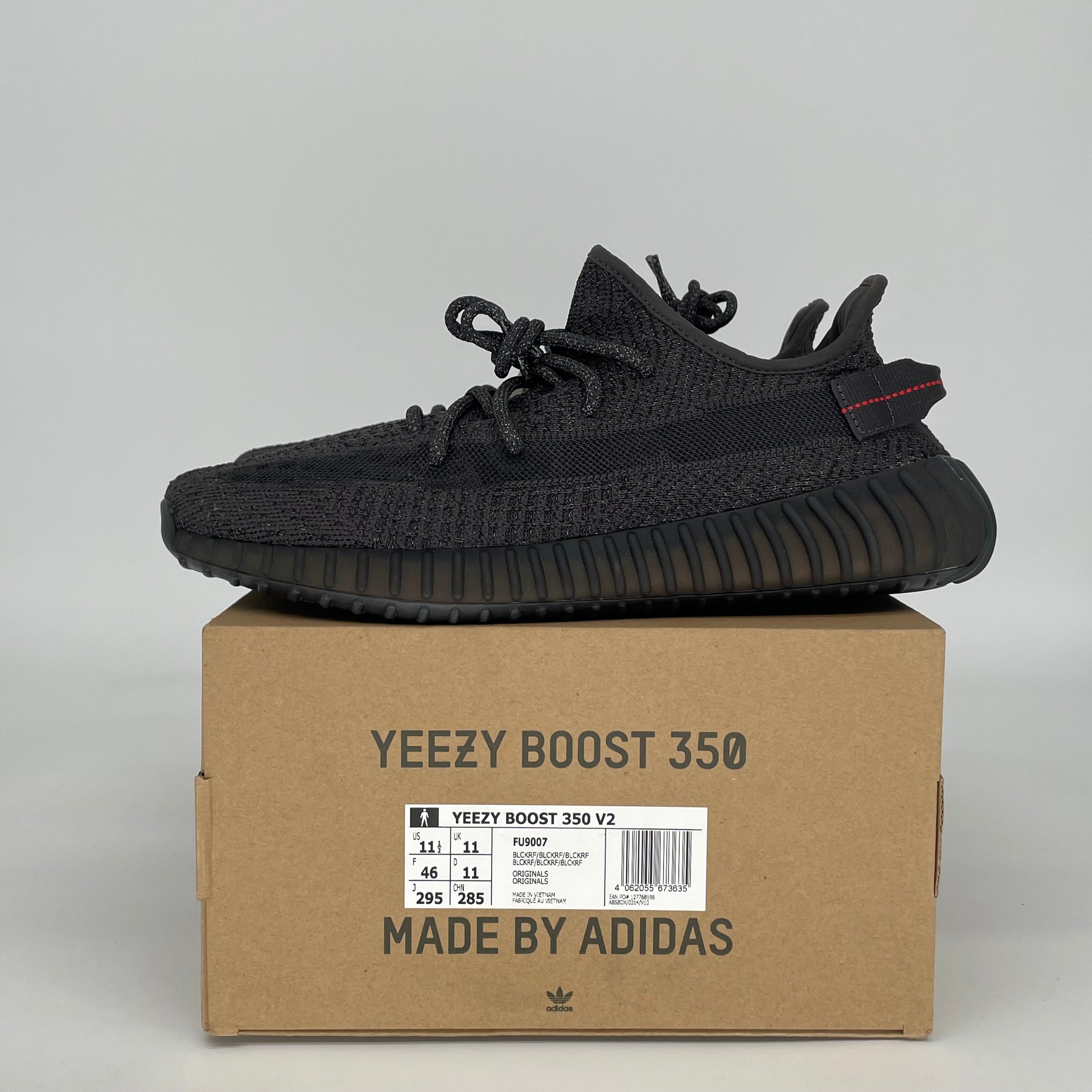 ADIDAS YEEZY 350 V2 STATIC BLACK REFLECTIVE SIZE 11.5 FU9007