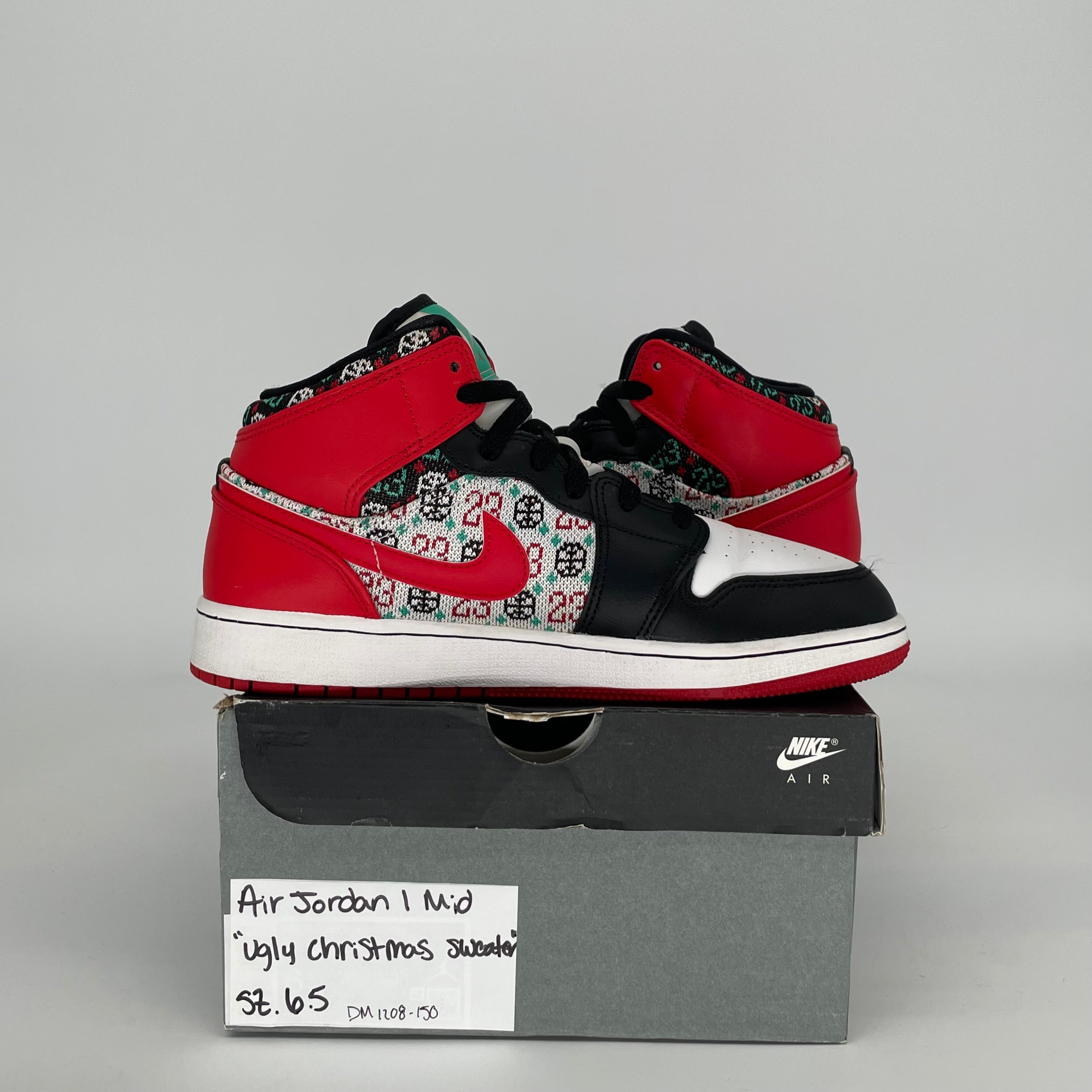 AIR JORDAN 1 MID UGLY CHRISTMAS SWEATER SIZE 6.5Y DM1208-150