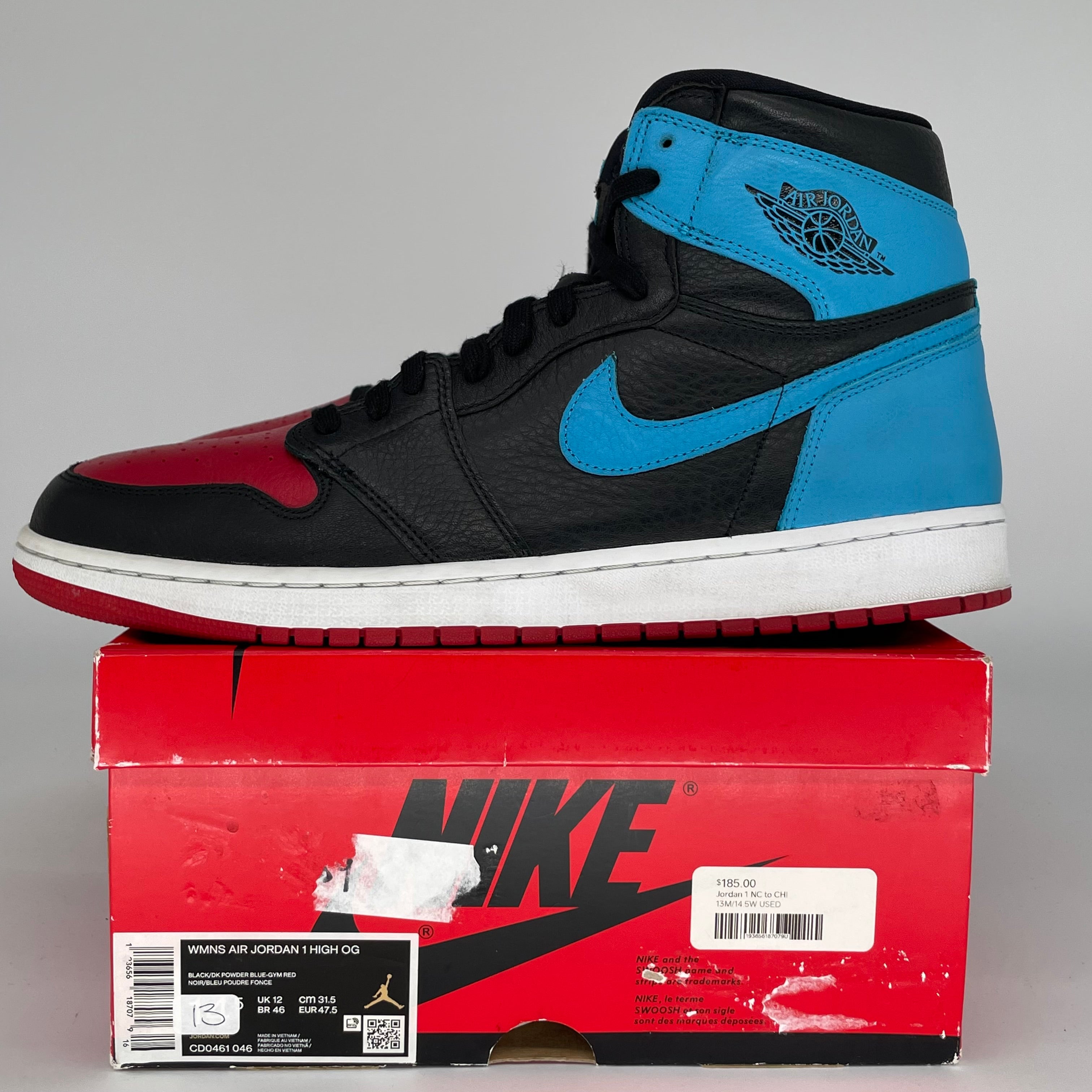 AIR JORDAN 1 UNC TO CHI W SIZE 13 CD0461-046