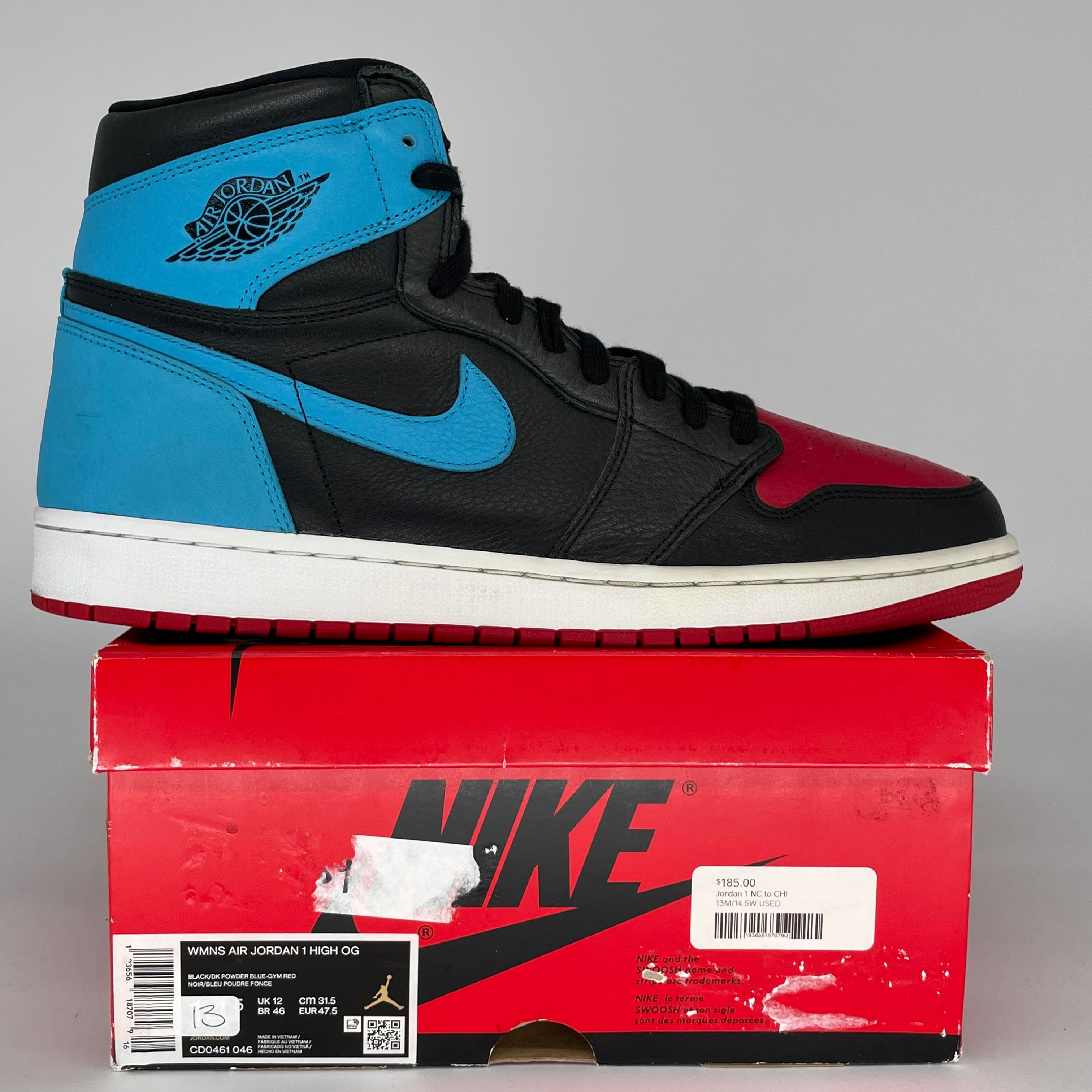 AIR JORDAN 1 UNC TO CHI W SIZE 13 CD0461-046