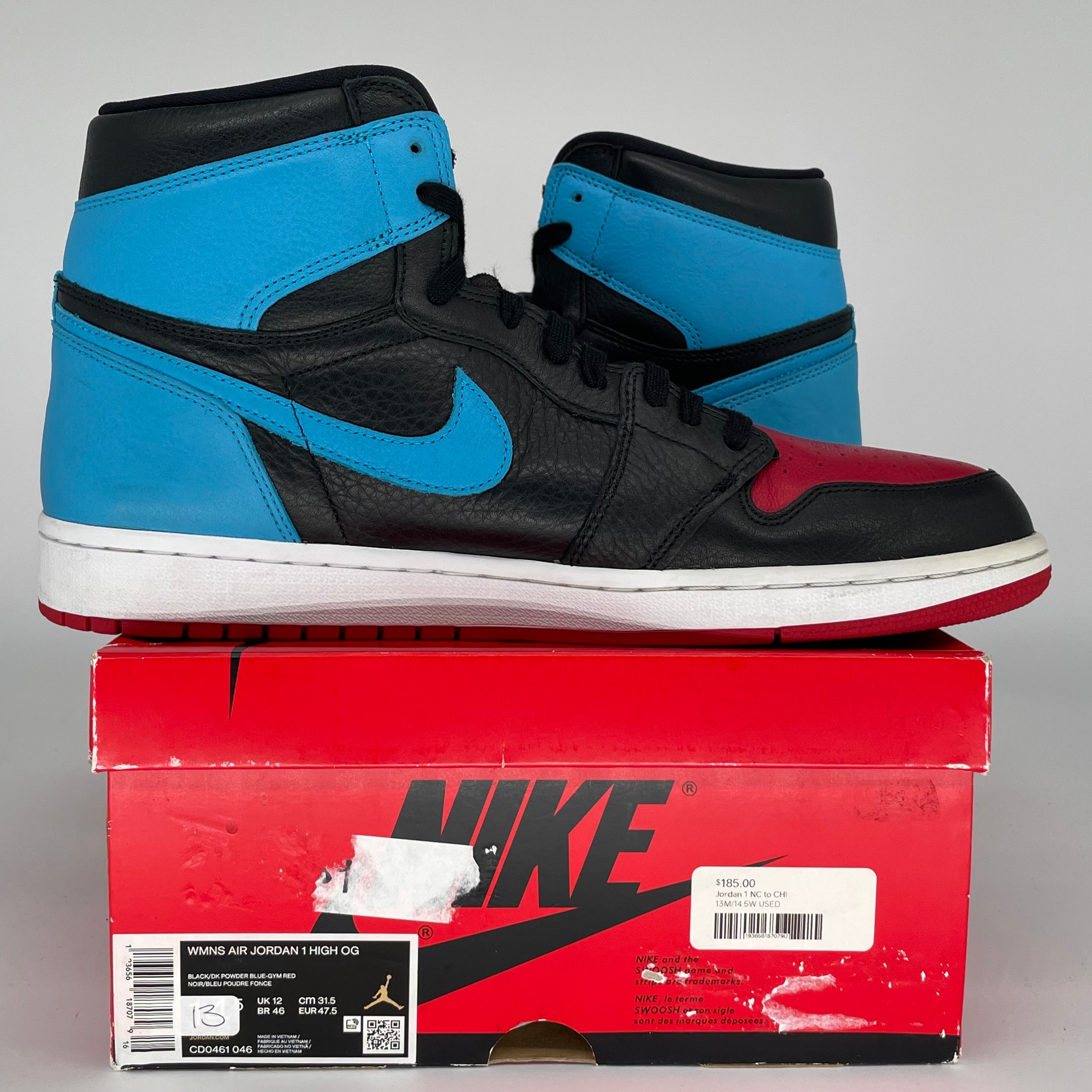 AIR JORDAN 1 UNC TO CHI W SIZE 13 CD0461-046