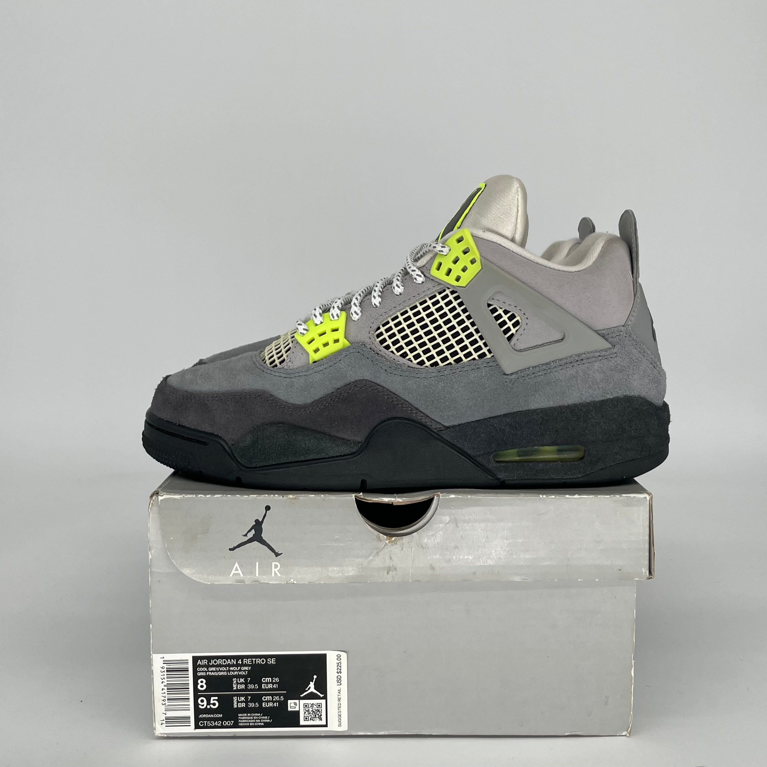 AIR JORDAN 4 NEON 95 SIZE 8 CT5342-007