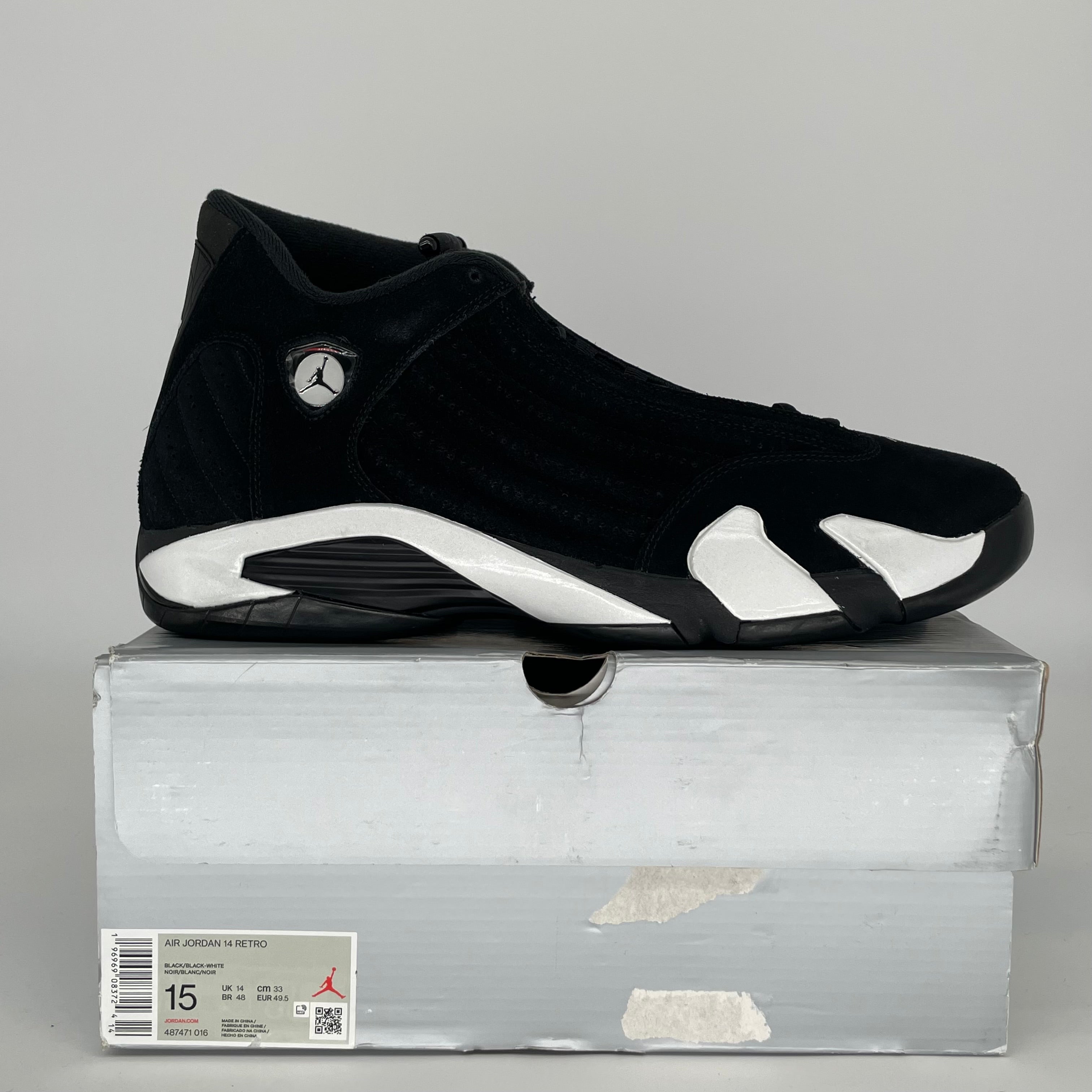 AIR JORDAN 14 BLACK WHITE SIZE 15 487471-016