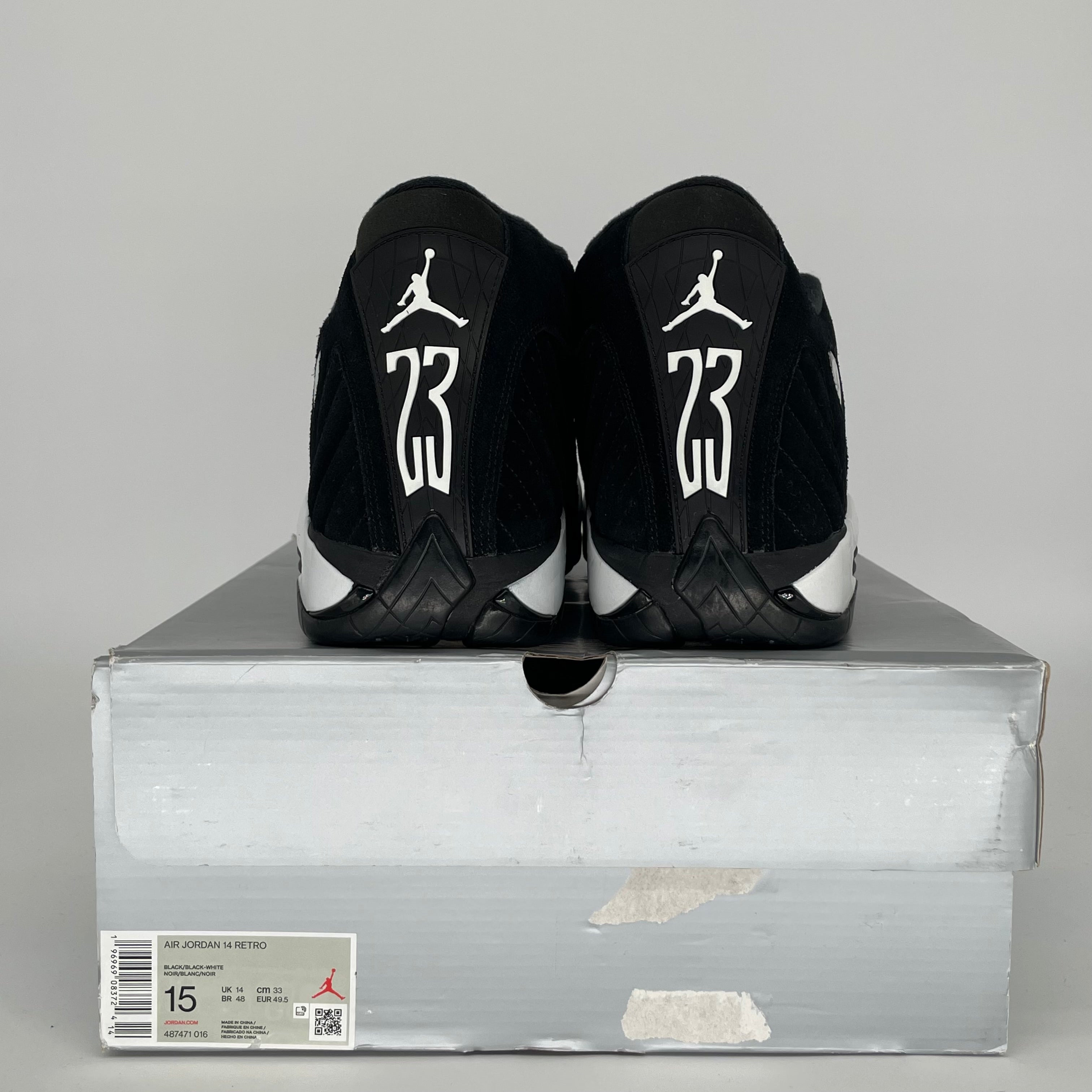 AIR JORDAN 14 BLACK WHITE SIZE 15 487471-016