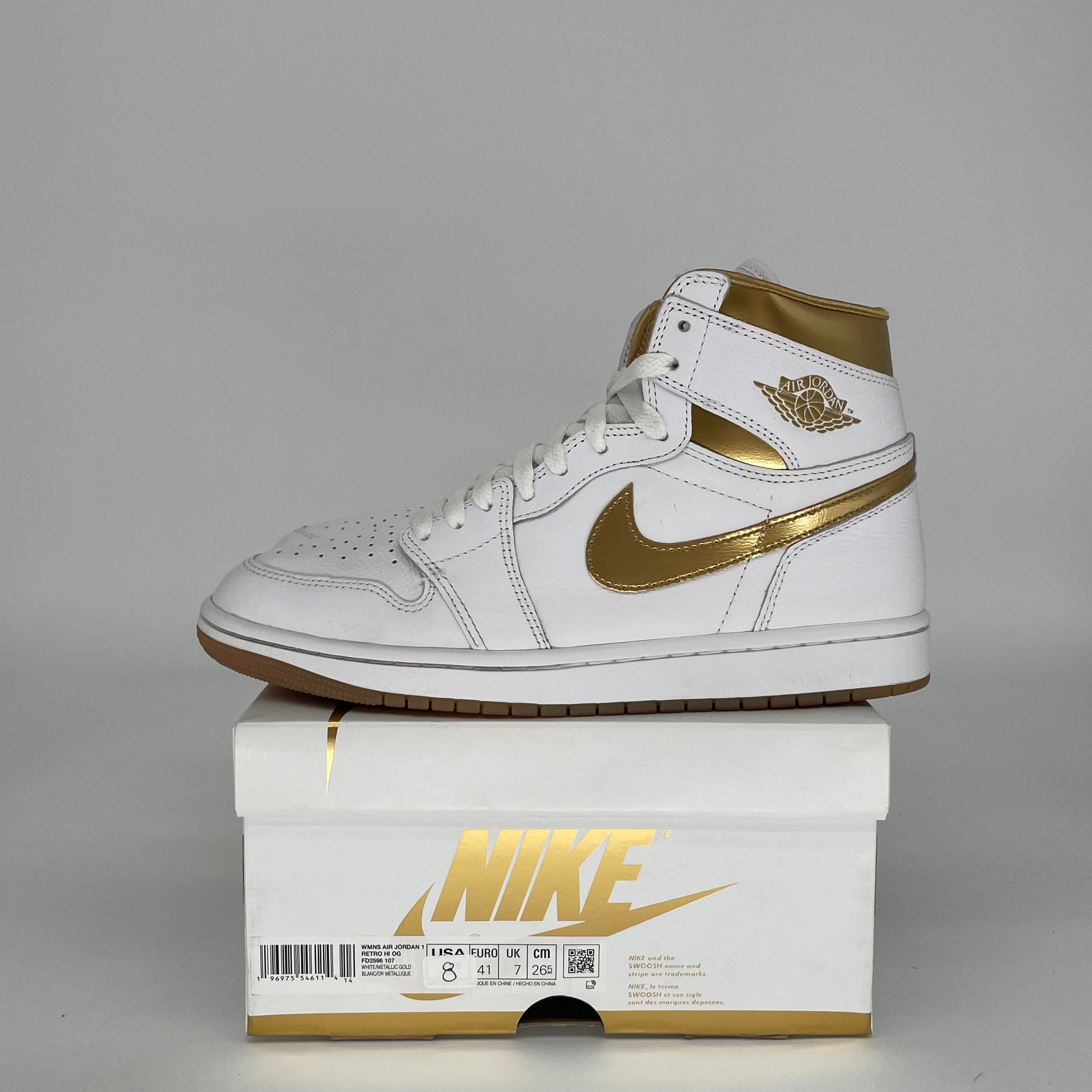 AIR JORDAN 1 METALLIC GOLD W SIZE 8/9.5 FD2596-107