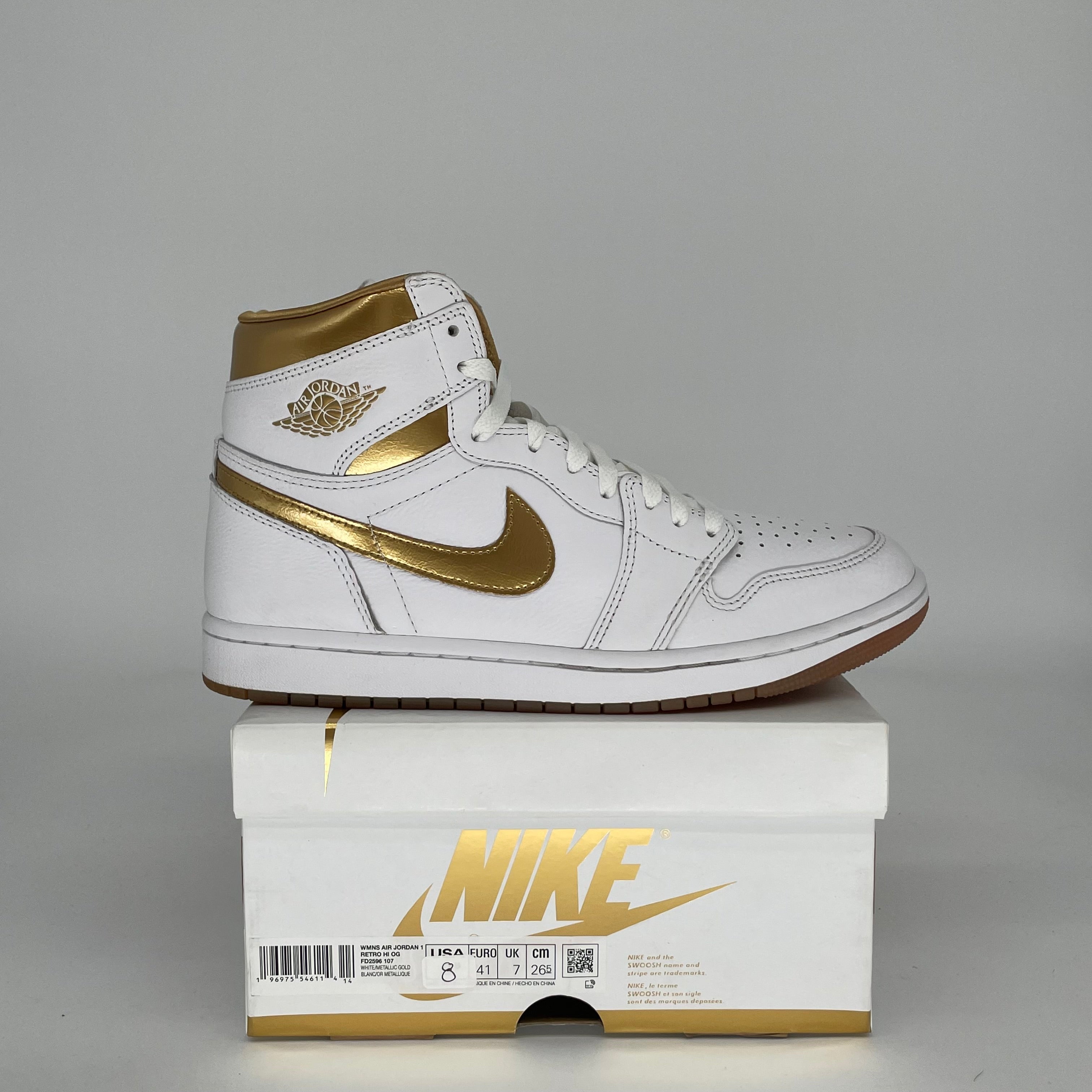 AIR JORDAN 1 METALLIC GOLD W SIZE 8/9.5 FD2596-107