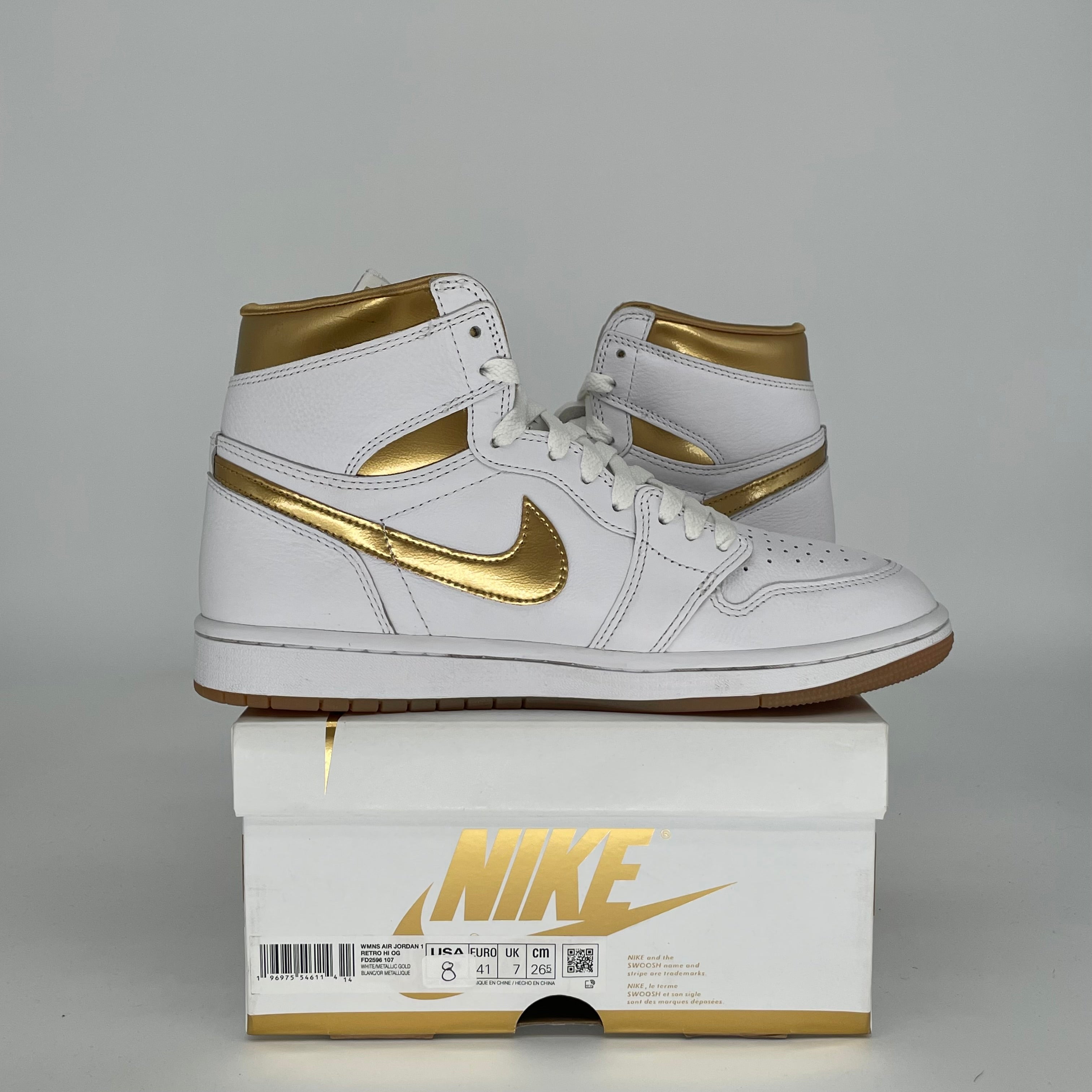 AIR JORDAN 1 METALLIC GOLD W SIZE 8/9.5 FD2596-107