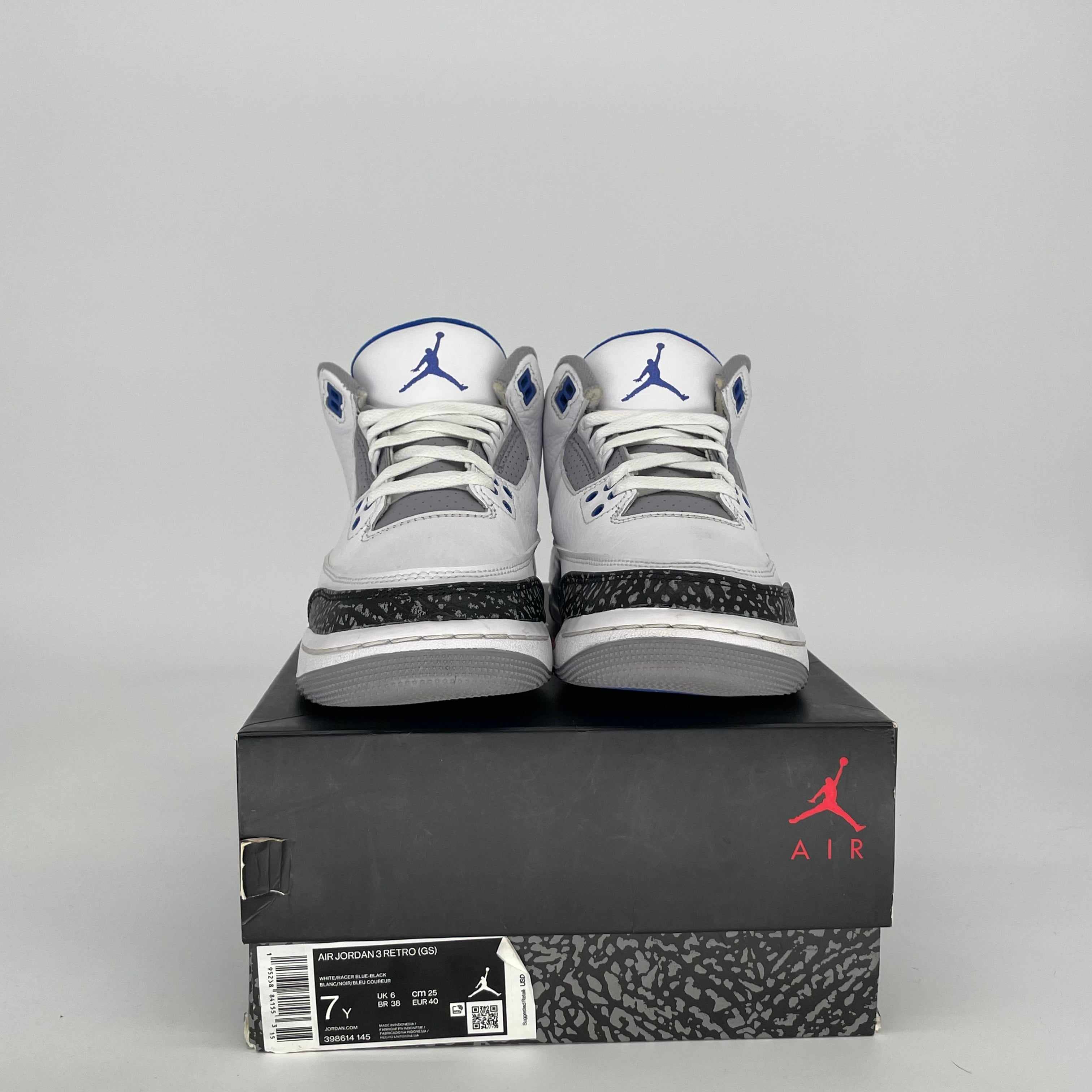 AIR JORDAN 3 RACER BLUE SIZE 7Y 398614-145