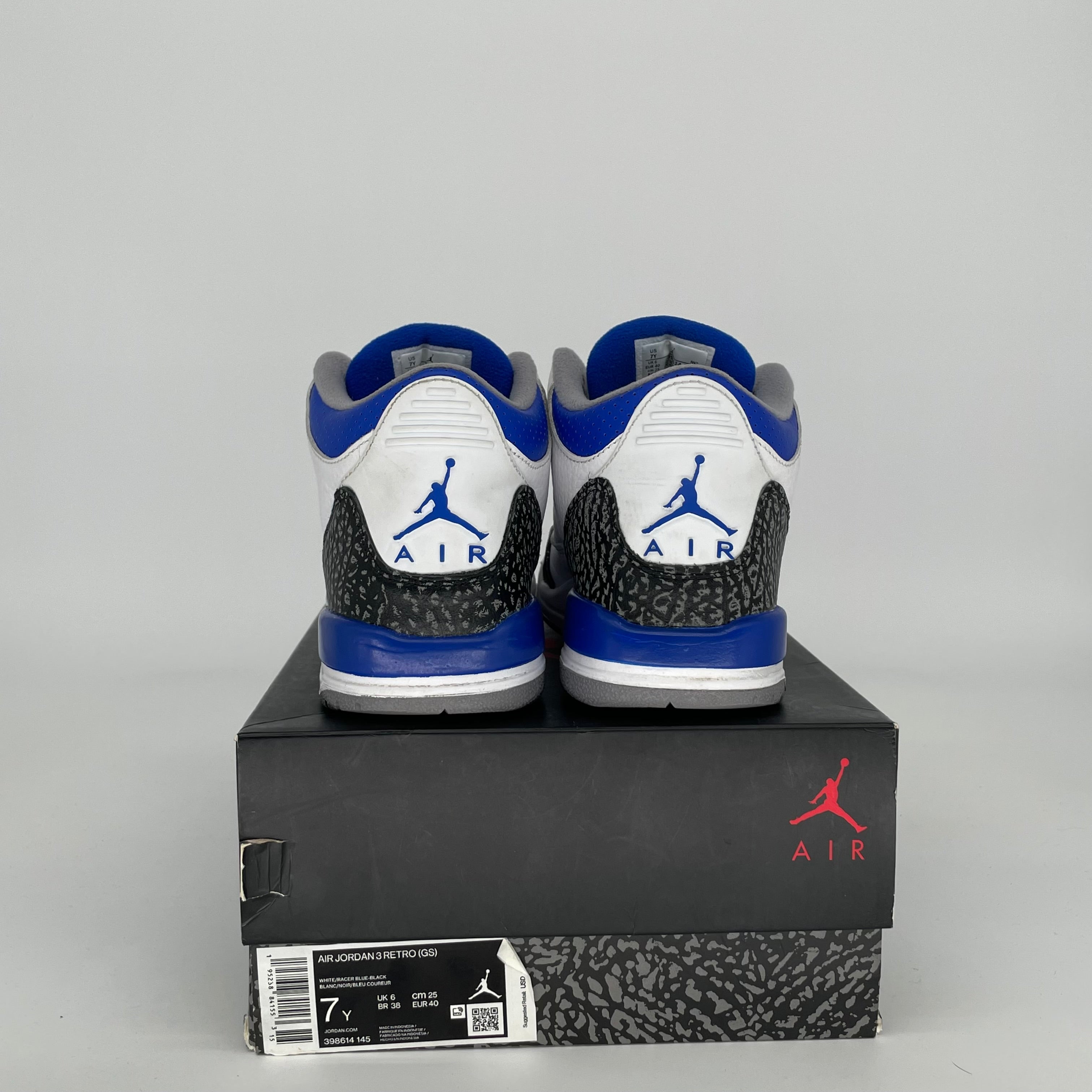 AIR JORDAN 3 RACER BLUE SIZE 7Y 398614-145