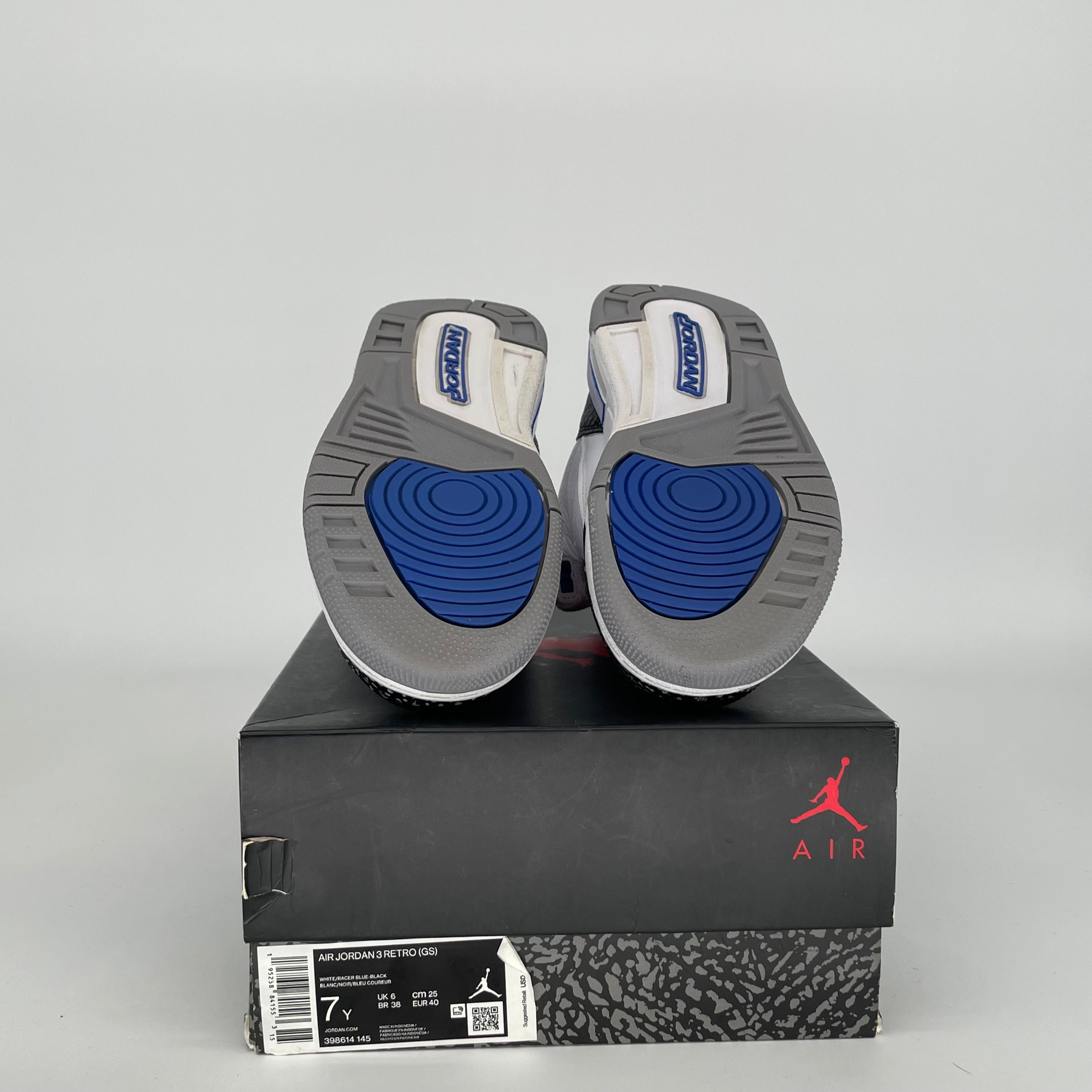 AIR JORDAN 3 RACER BLUE SIZE 7Y 398614-145