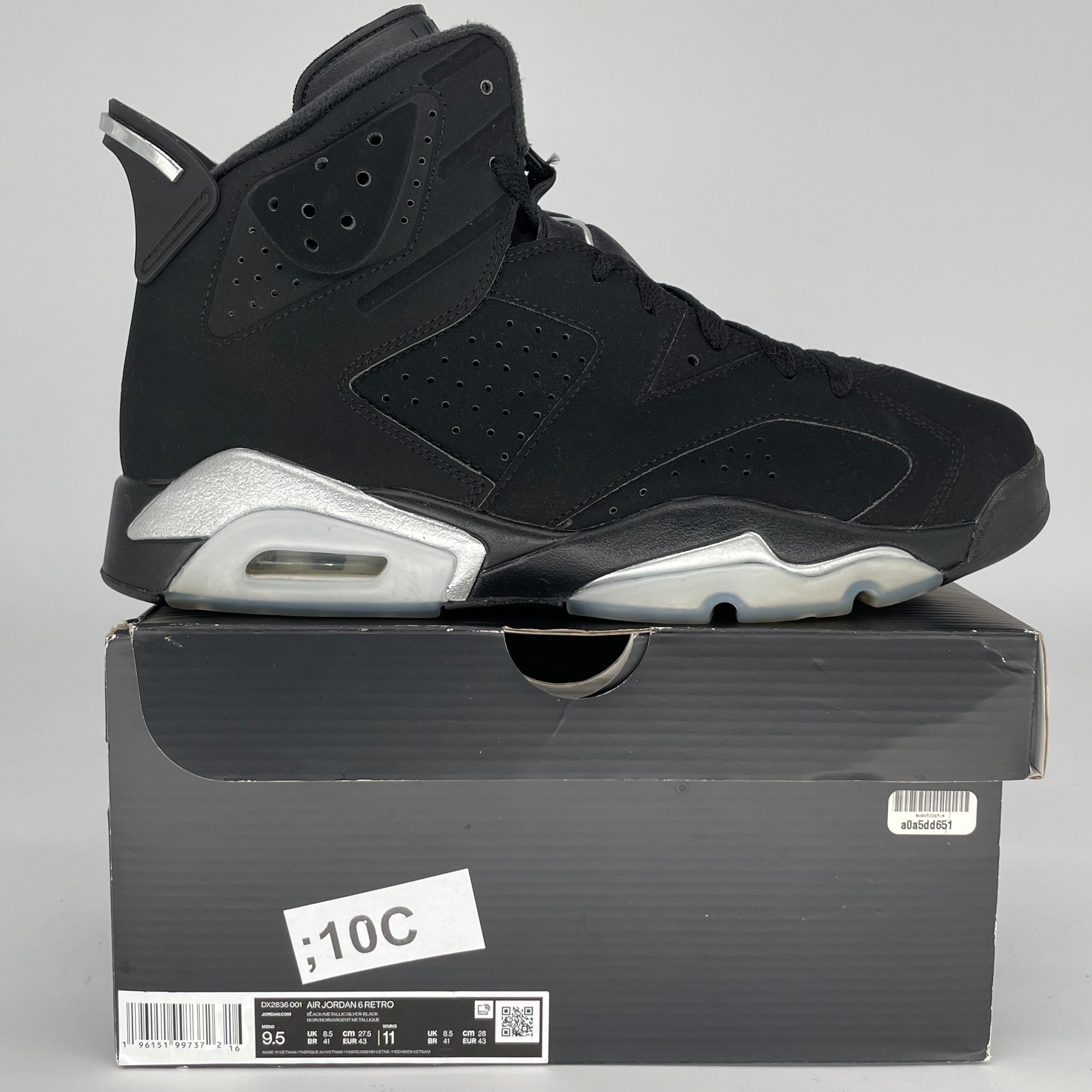 AIR JORDAN 6 CHROME METALLIC SILVER SIZE 9.5 DX2836-001