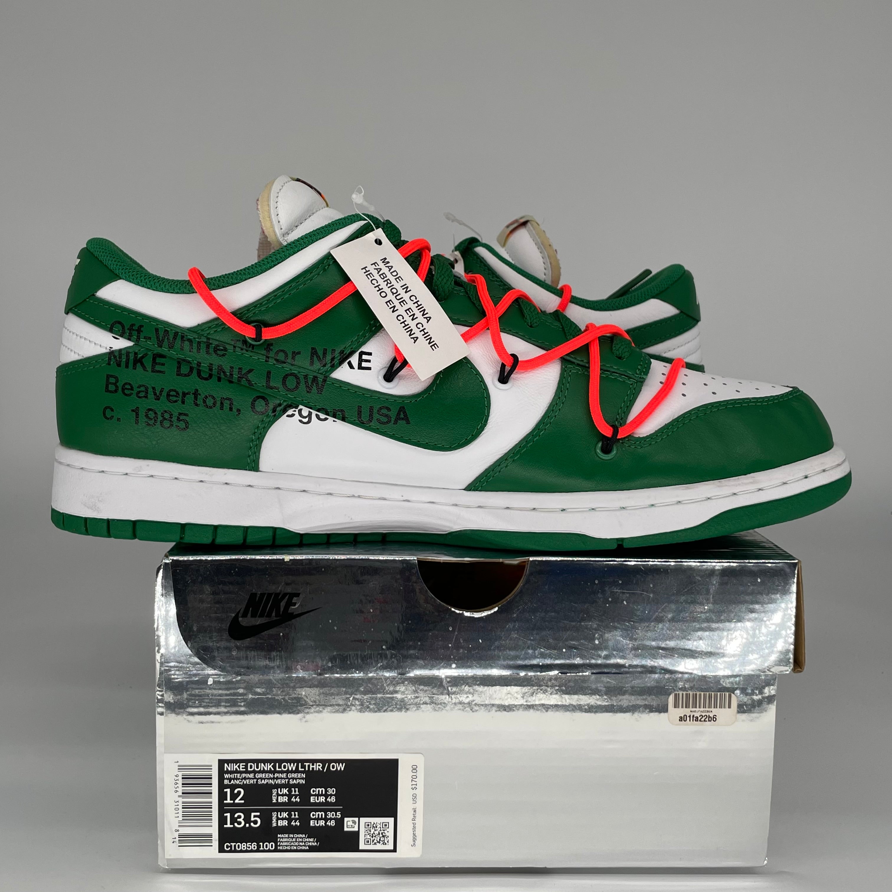 NIKE DUNK LOW OFF WHITE PINE GREEN SIZE 12 CT0856-100