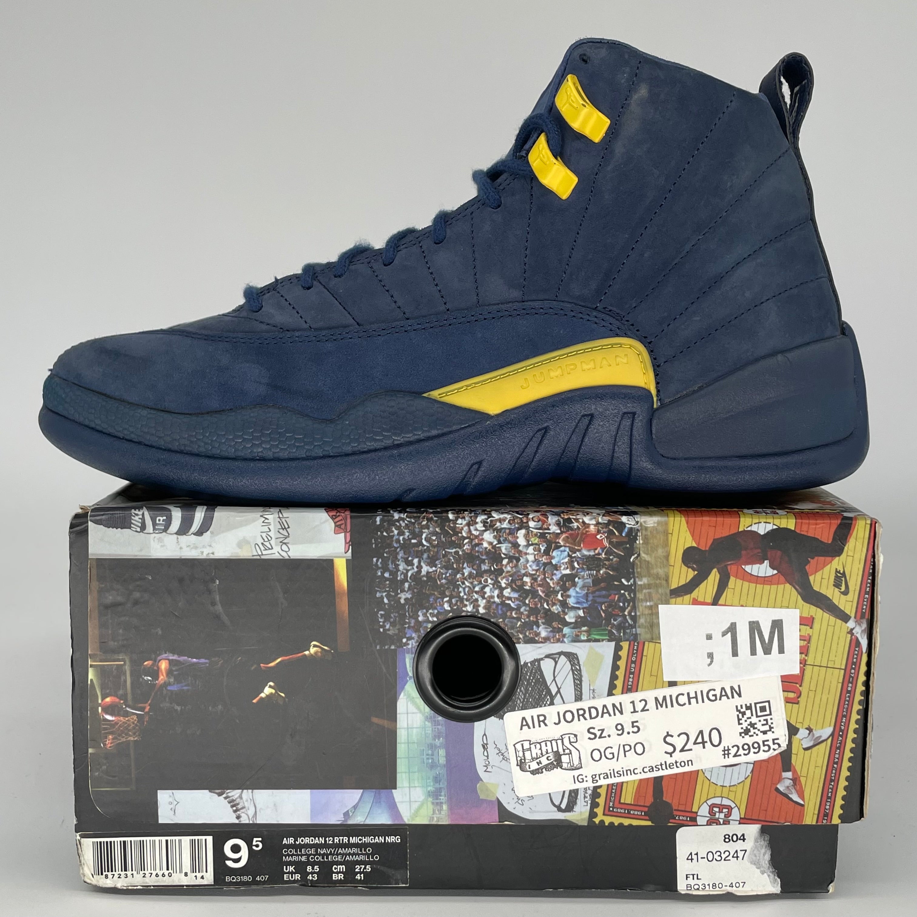 AIR JORDAN 12 MICHIGAN SIZE 9.5 BQ3180-407