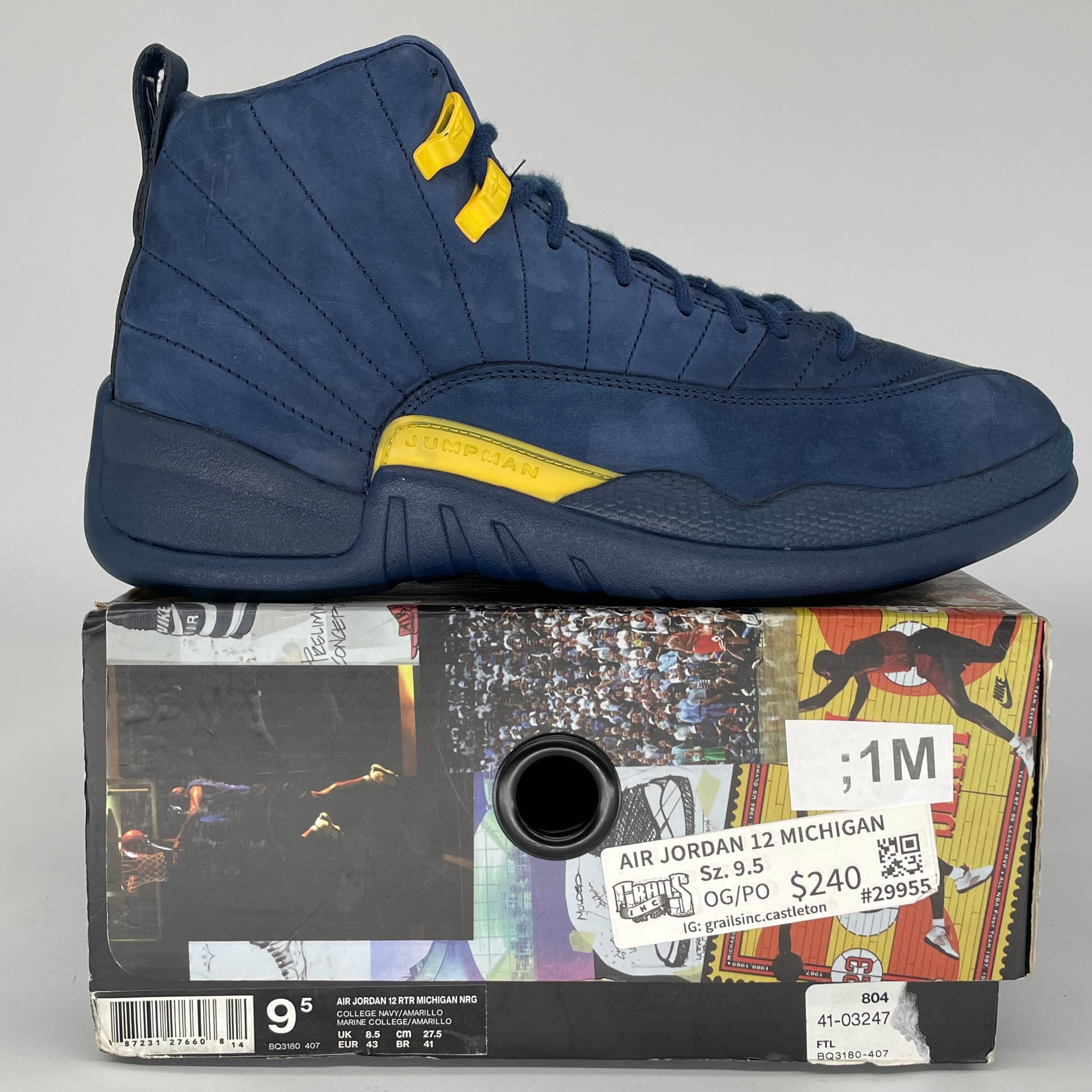 AIR JORDAN 12 MICHIGAN SIZE 9.5 BQ3180-407