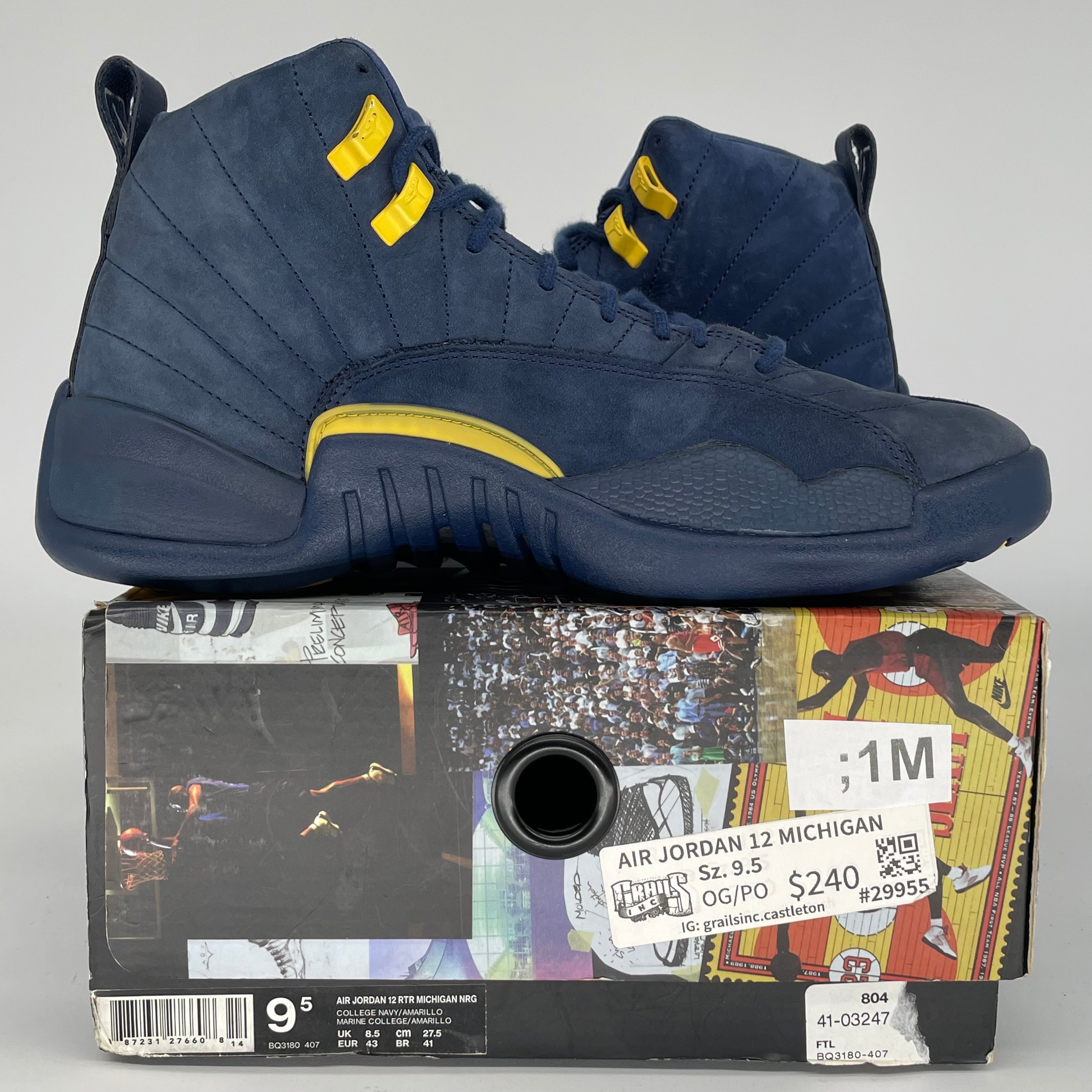 AIR JORDAN 12 MICHIGAN SIZE 9.5 BQ3180-407