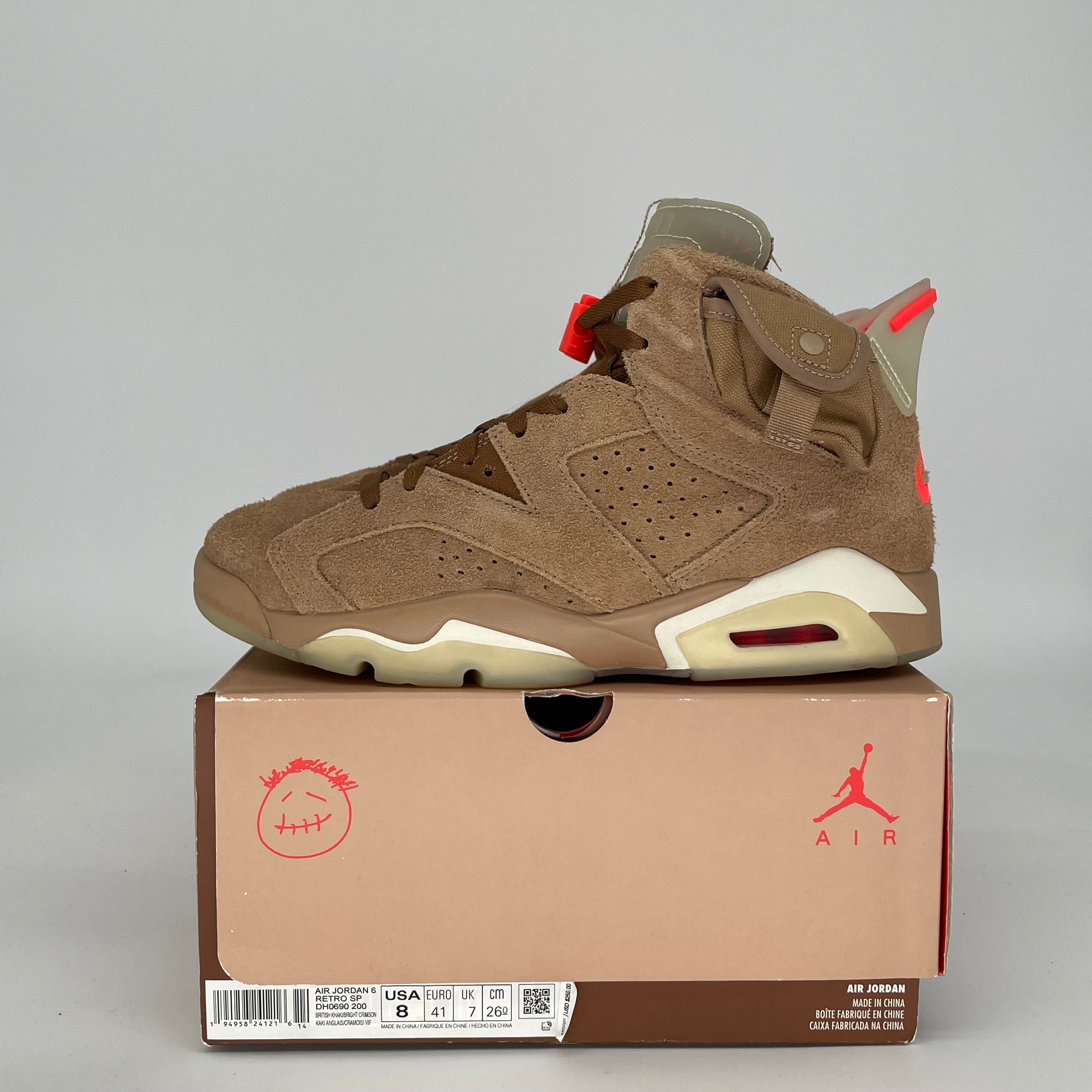 AIR JORDAN 6 TRAVIS SCOTT BRITISH KHAKI SIZE 8 DH0690-200