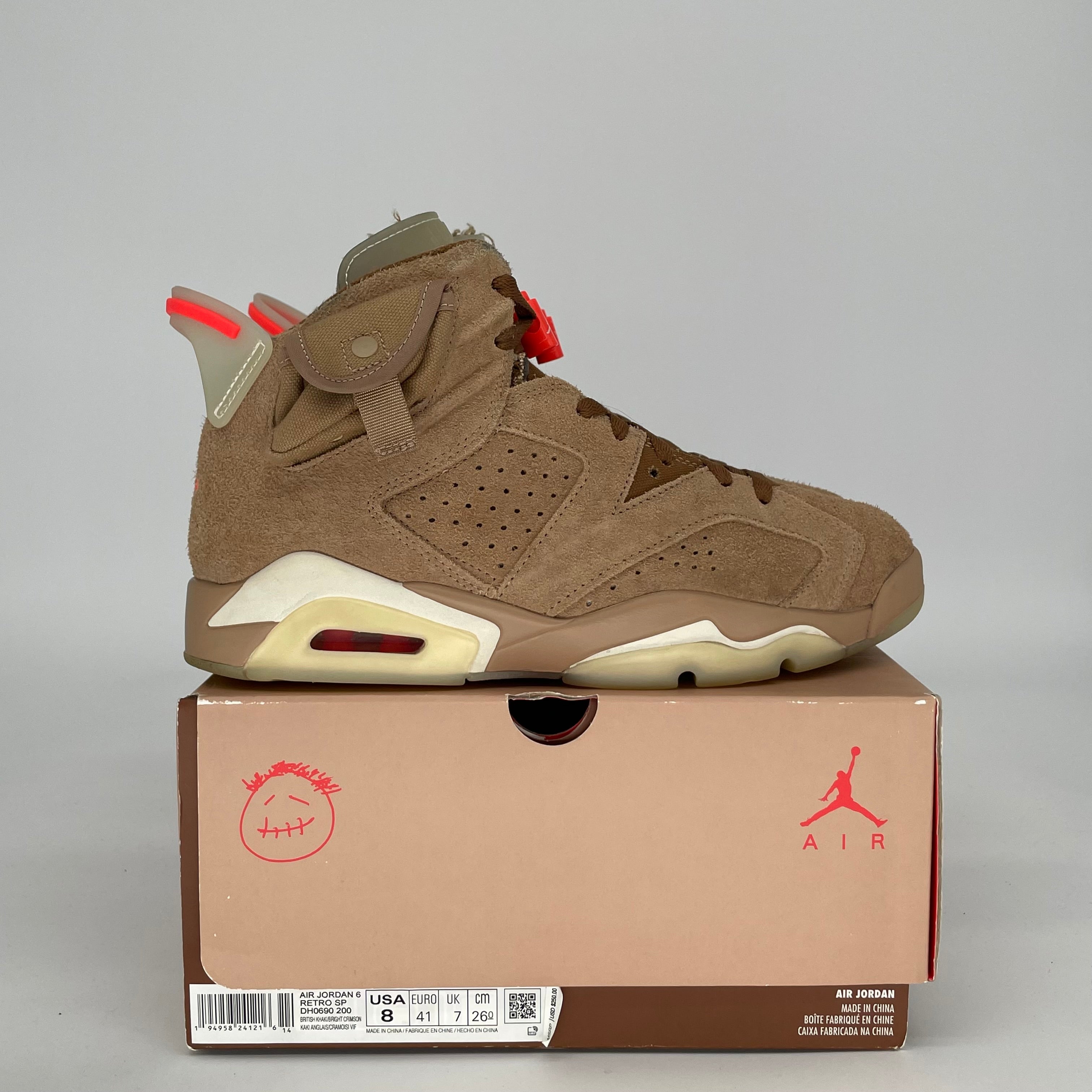 AIR JORDAN 6 TRAVIS SCOTT BRITISH KHAKI SIZE 8 DH0690-200