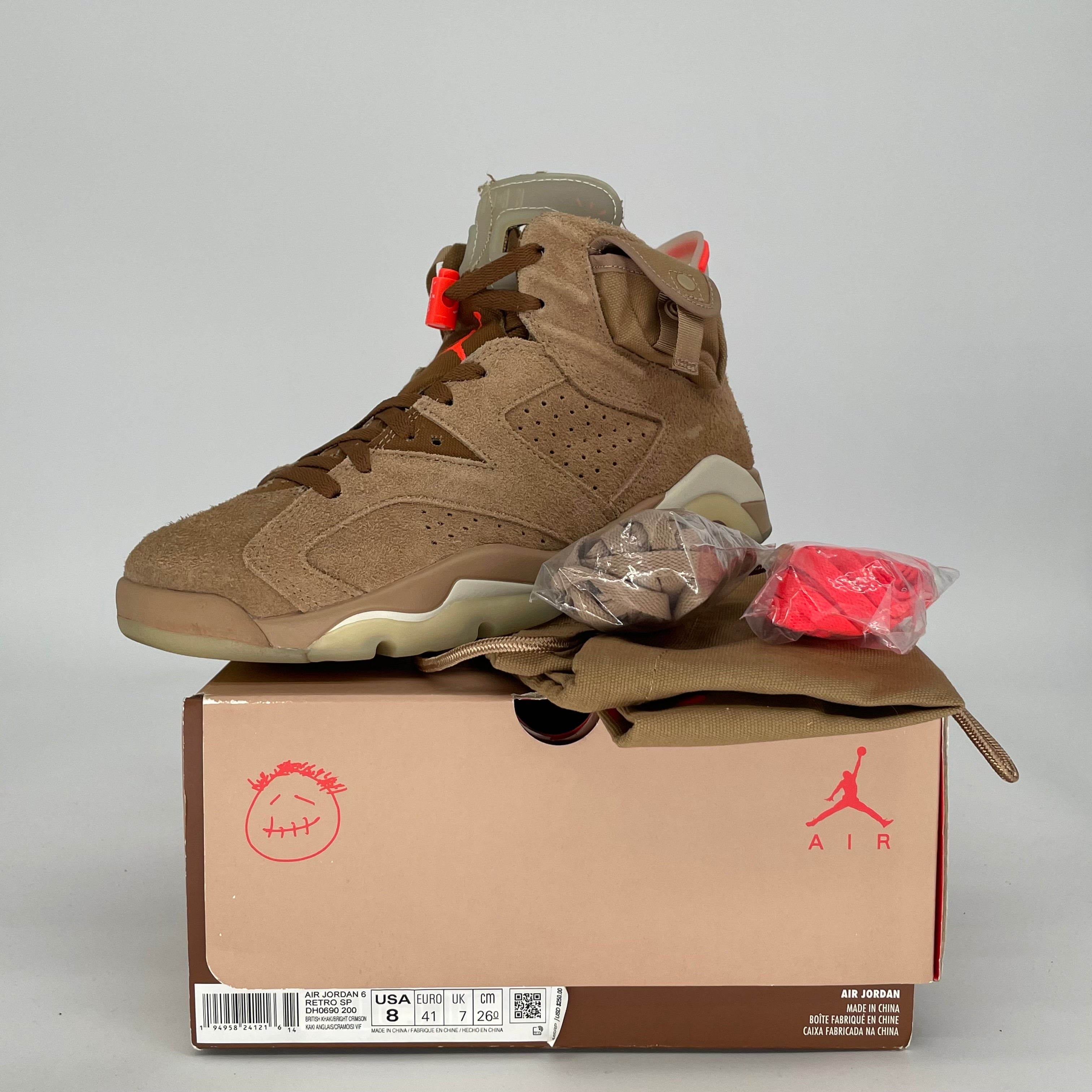 AIR JORDAN 6 TRAVIS SCOTT BRITISH KHAKI SIZE 8 DH0690-200