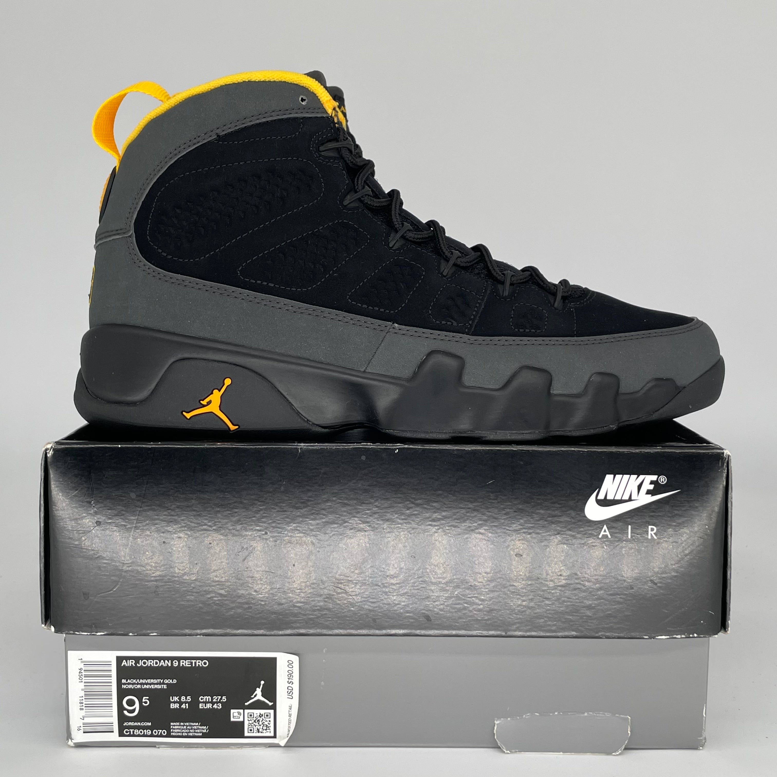 AIR JORDAN 9 UNIVERSITY GOLD SIZE 9.5 CT8019-070