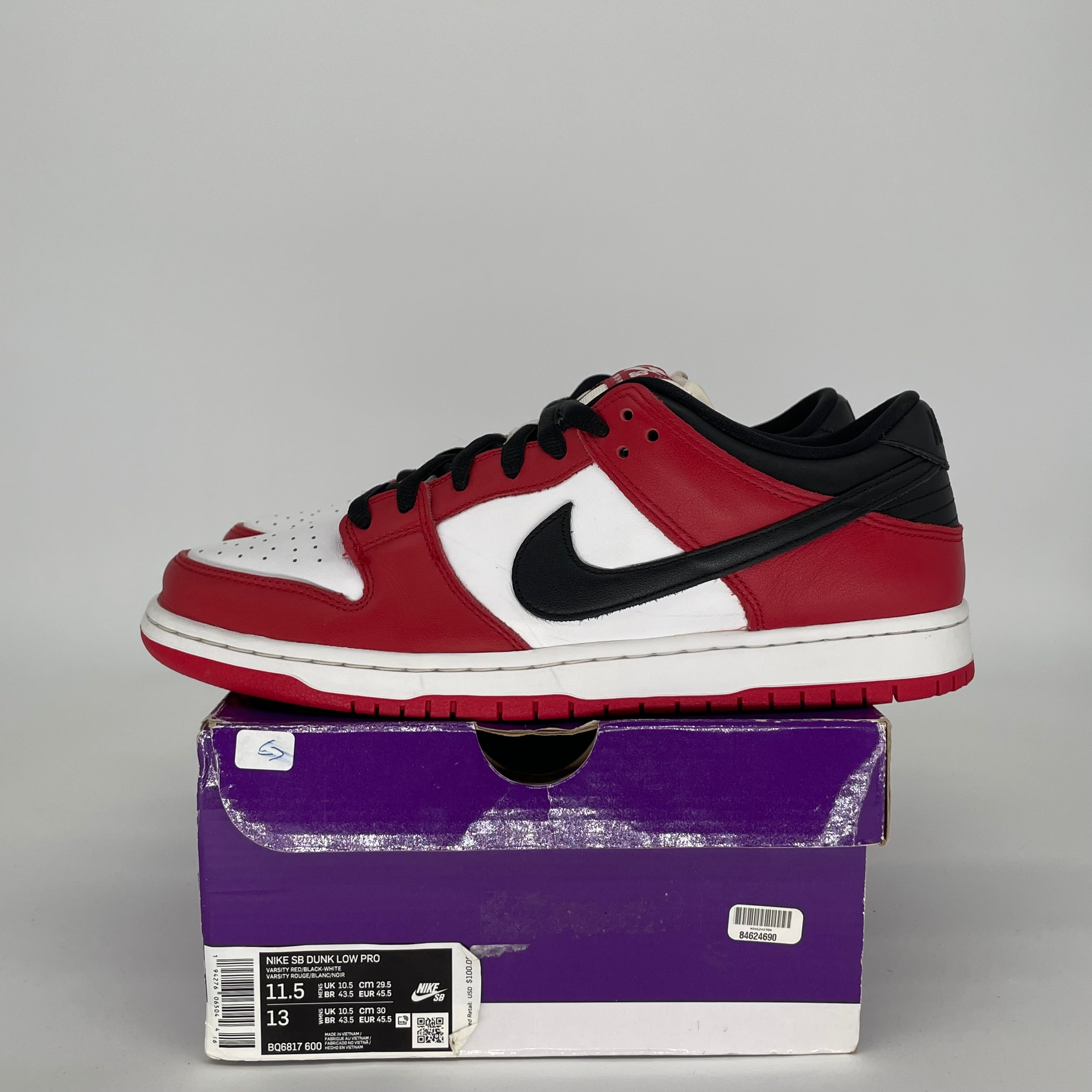 NIKE SB DUNK LOW J-PACK CHICAGO SIZE 11.5 BQ6817-600