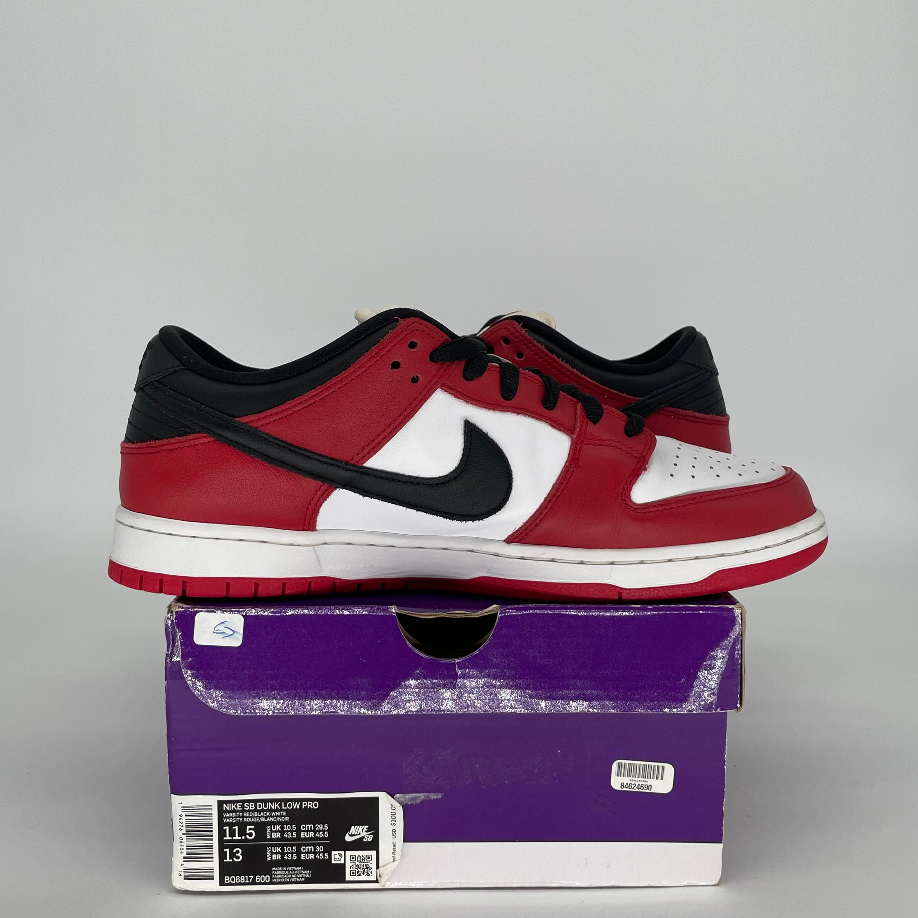 NIKE SB DUNK LOW J-PACK CHICAGO SIZE 11.5 BQ6817-600