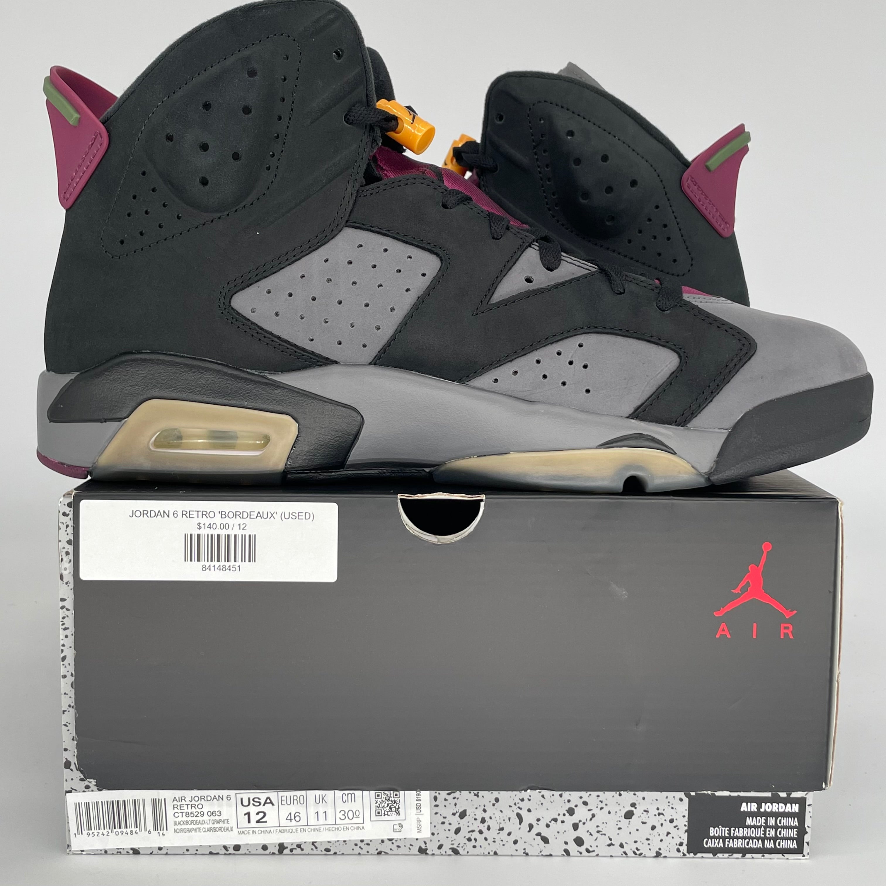 AIR JORDAN 6 BORDEAUX SIZE 12 CT8529-063