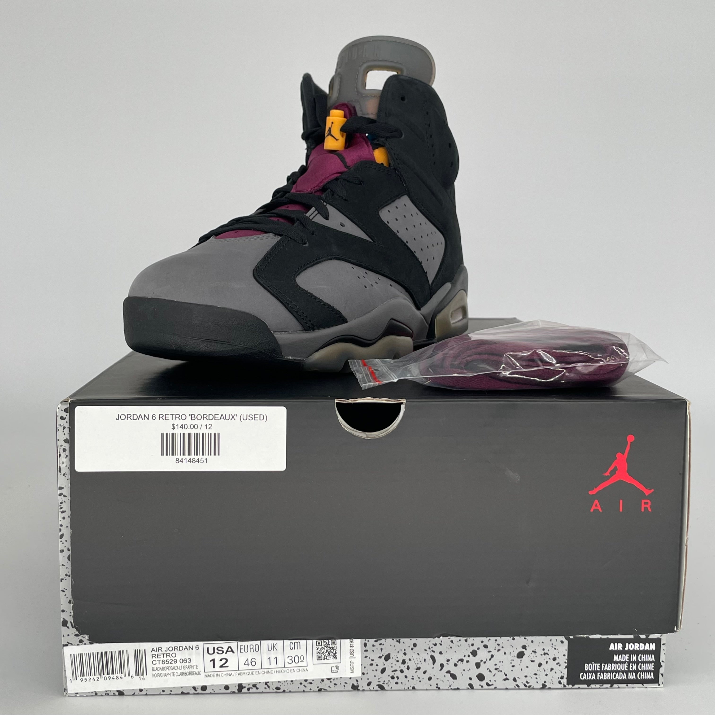 AIR JORDAN 6 BORDEAUX SIZE 12 CT8529-063