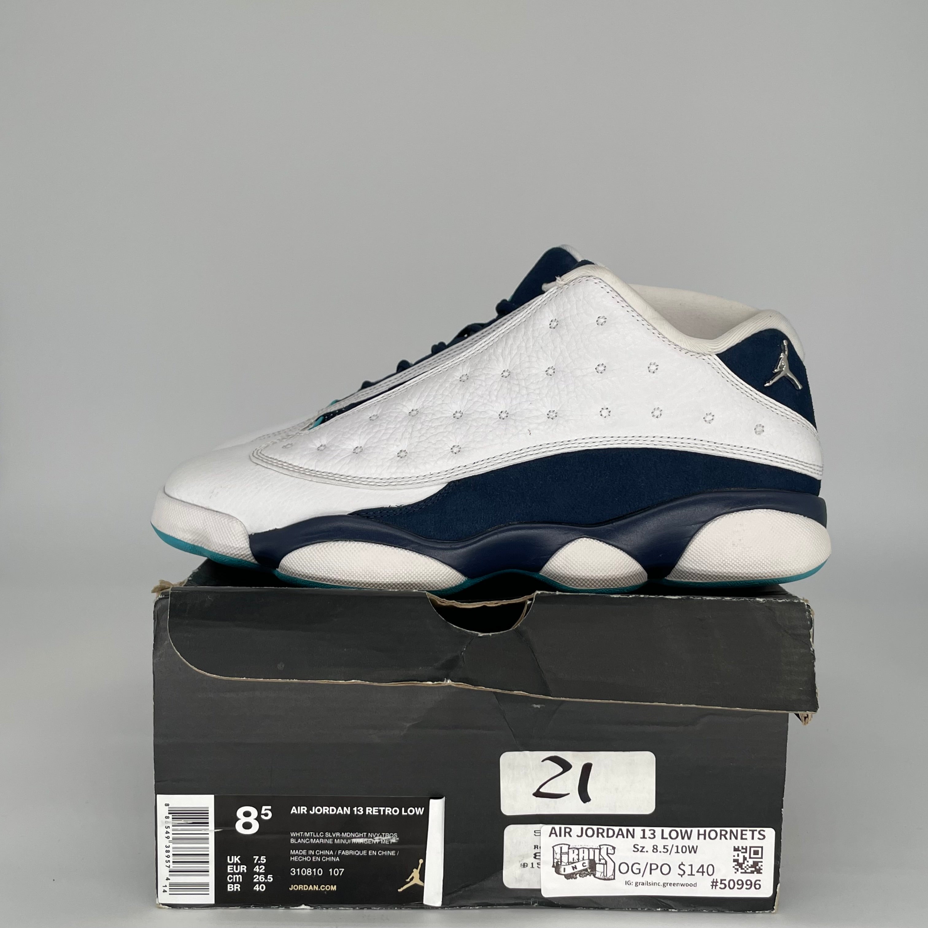 AIR JORDAN 13 LOW HORNETS SIZE 8.5 310810-107