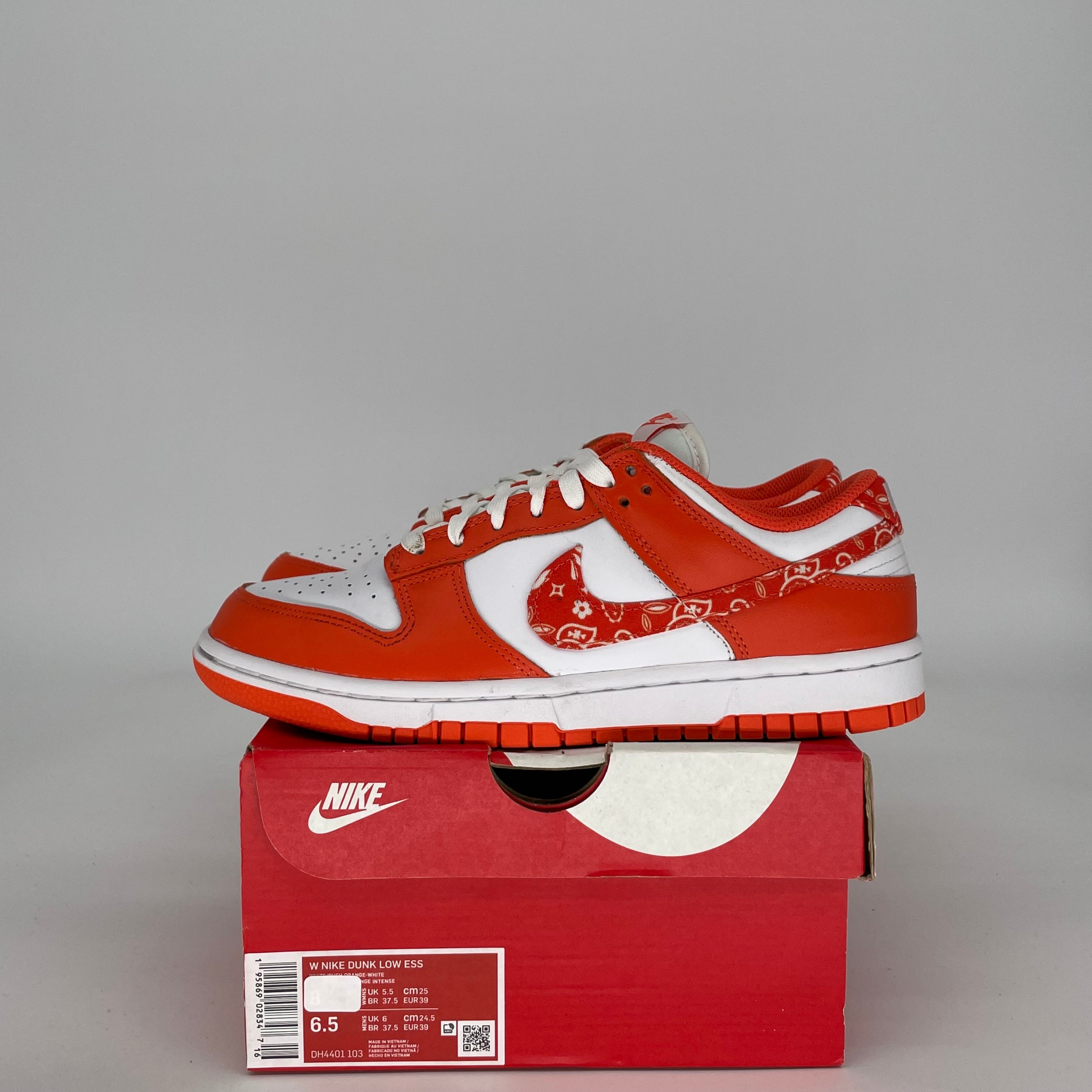 NIKE DUNK LOW PAISLEY PACK ORANGE W SIZE 6.5/8W DH4401-103