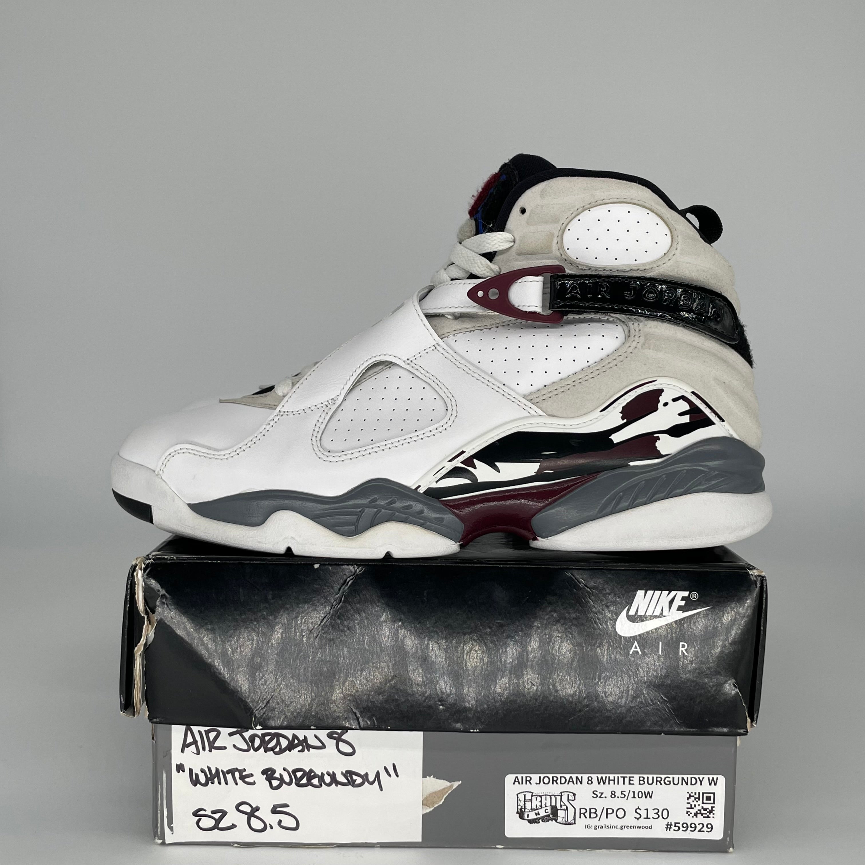 AIR JORDAN 8 BURGUNDY W SIZE 8.5/10W CI1236-104