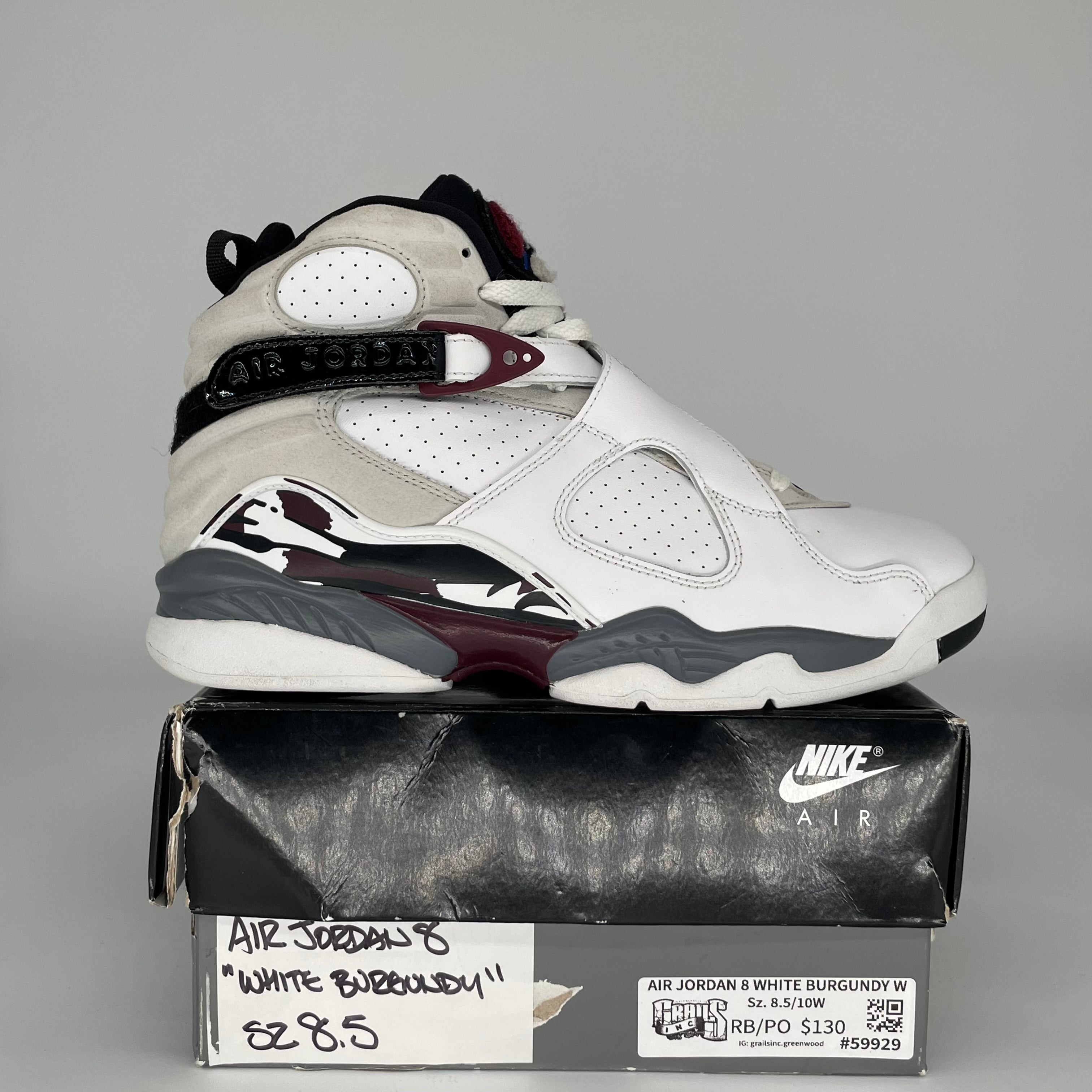 AIR JORDAN 8 BURGUNDY W SIZE 8.5/10W CI1236-104