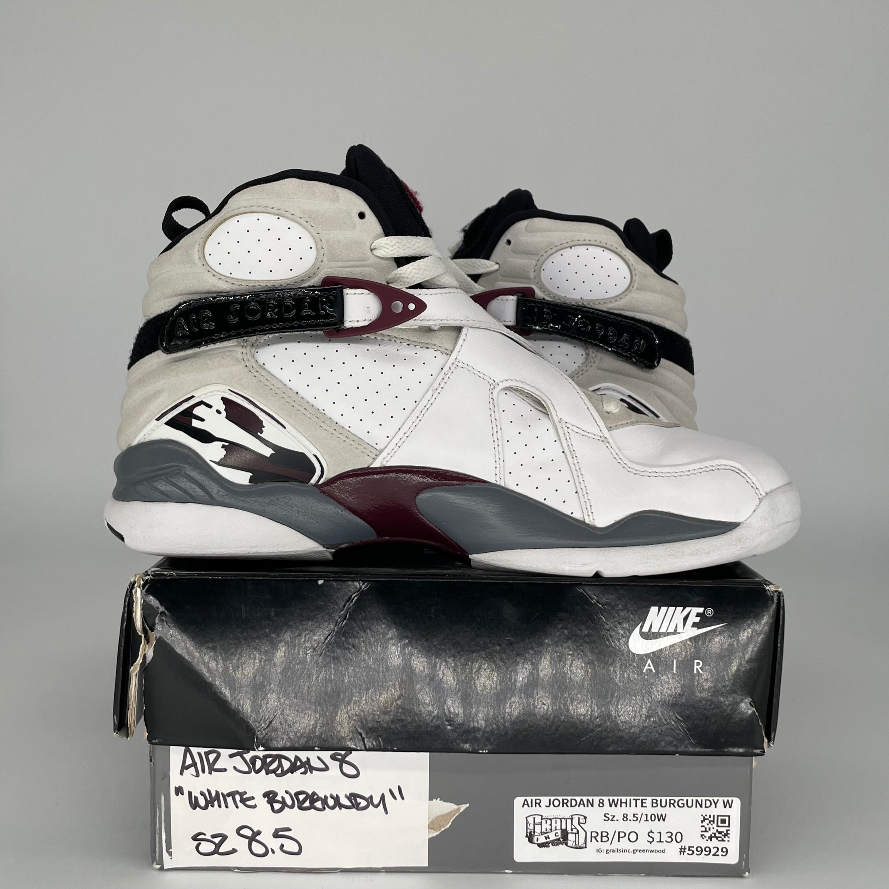 AIR JORDAN 8 BURGUNDY W SIZE 8.5/10W CI1236-104