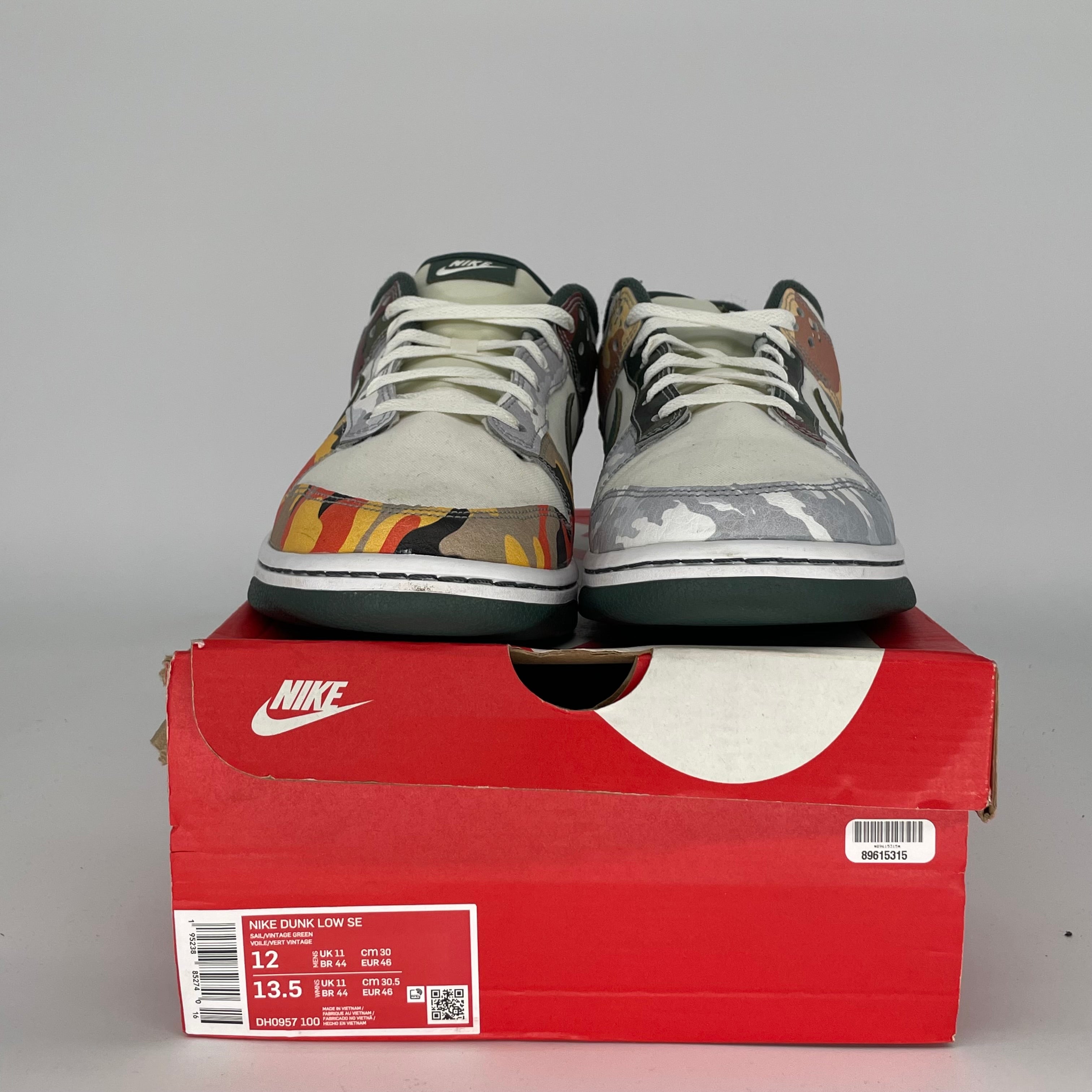 NIKE DUNK LOW SAIL MULTI CAMO SIZE 12 DH0957-100