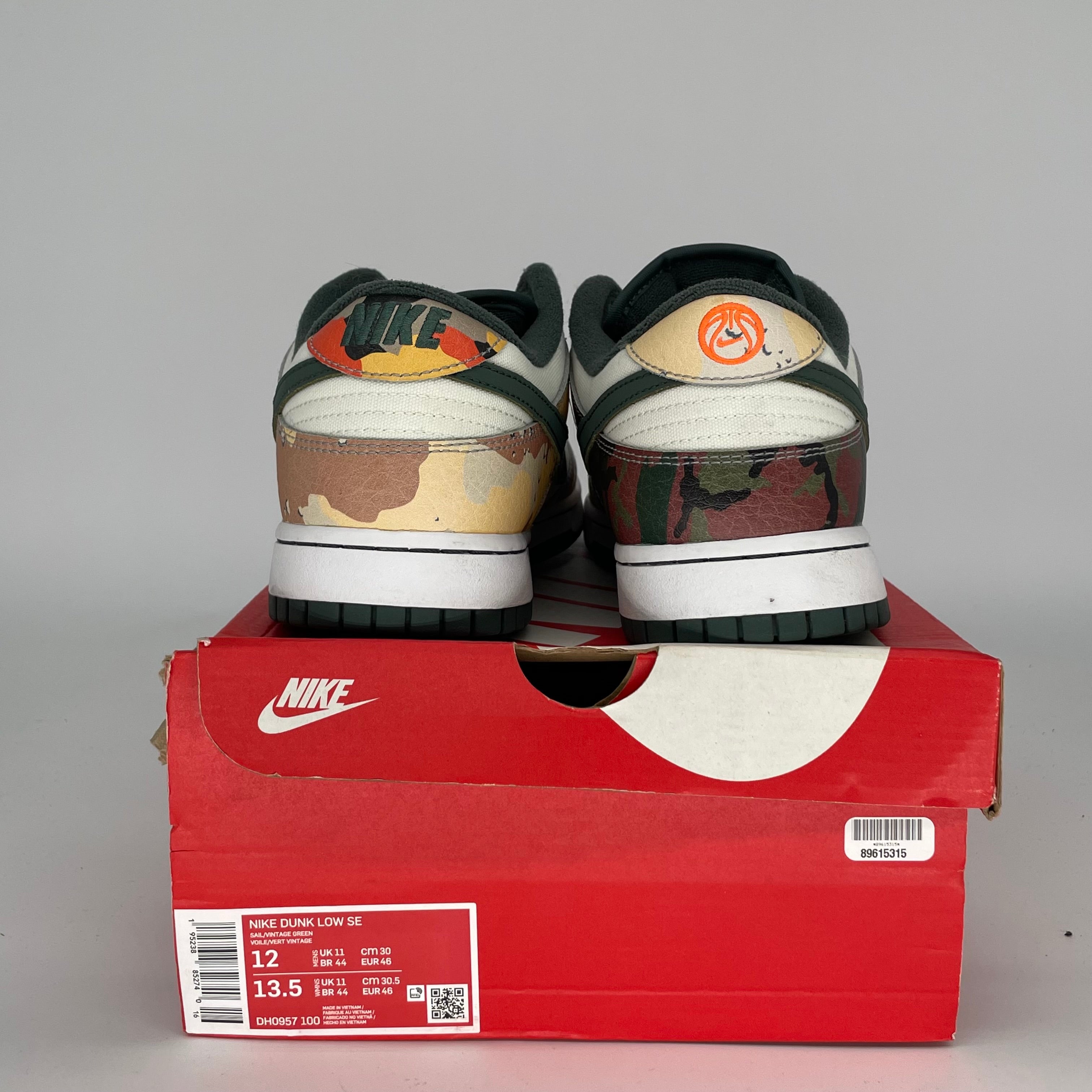 NIKE DUNK LOW SAIL MULTI CAMO SIZE 12 DH0957-100