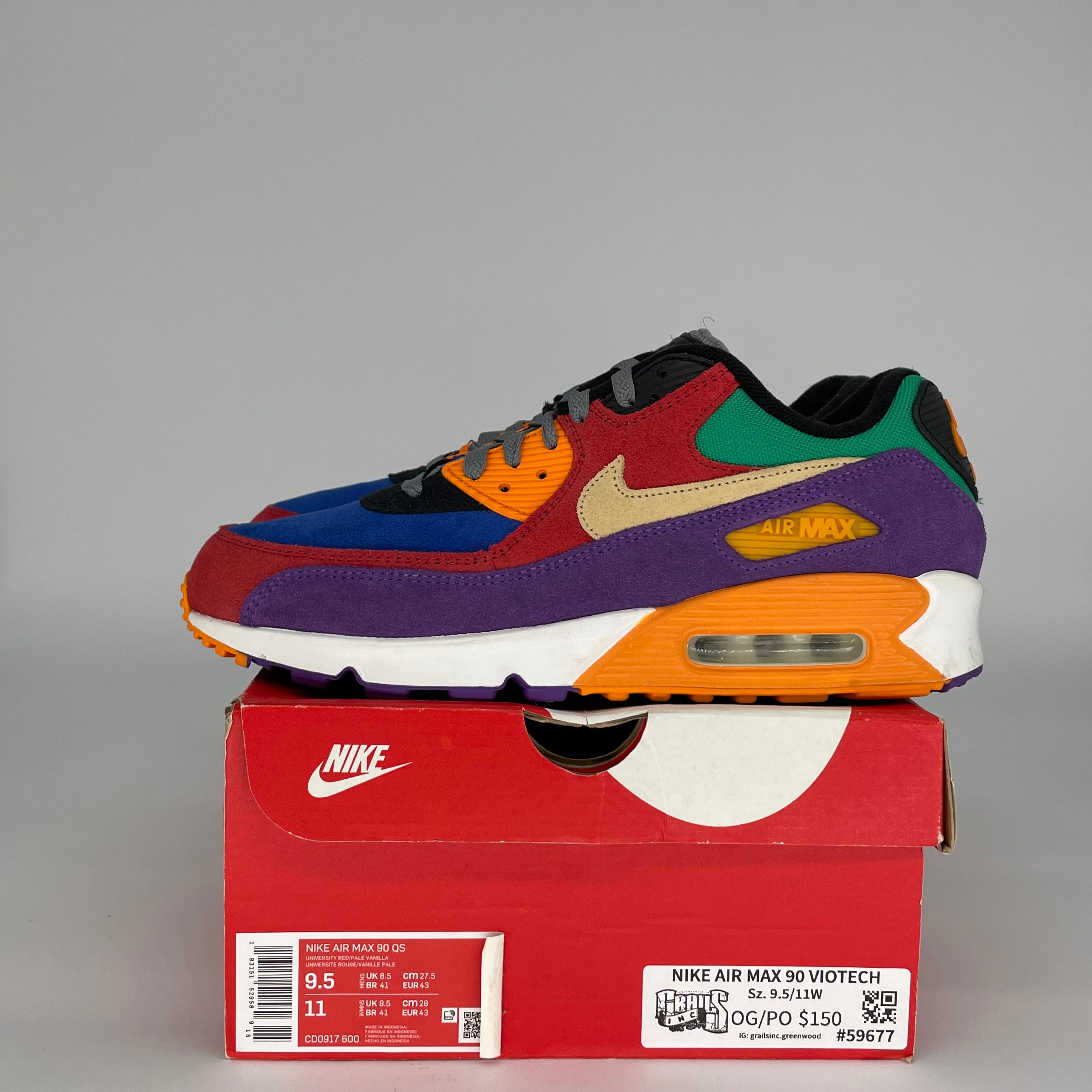 AIR MAX 90 VIOTECH SIZE 9.5 CD0917-600