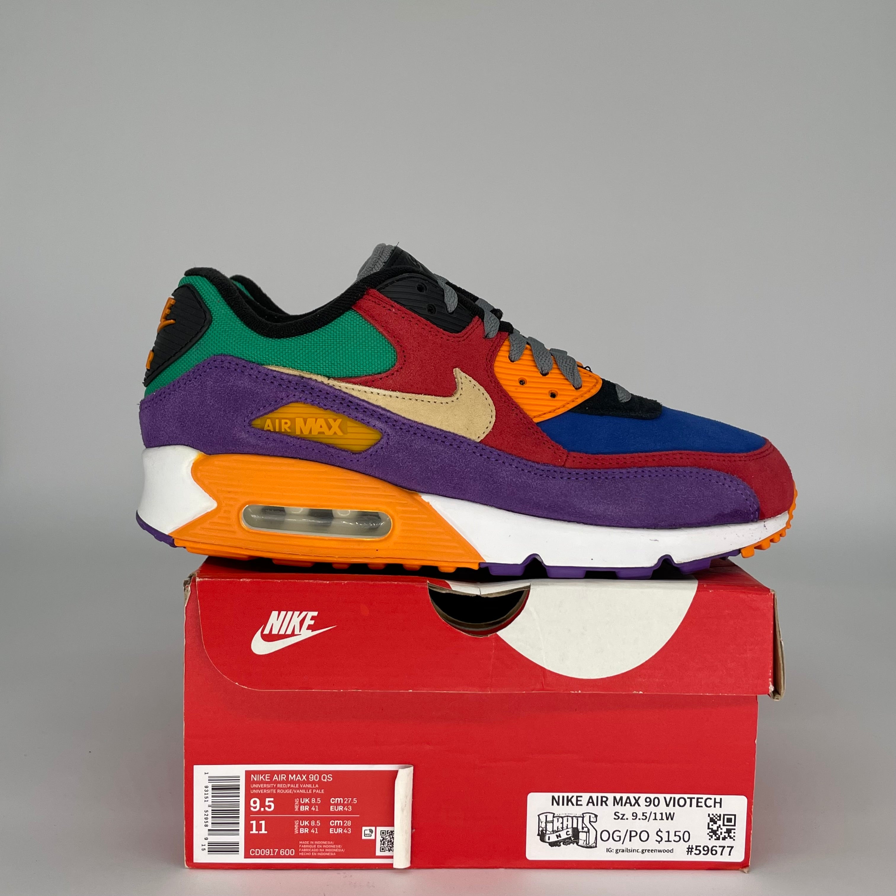 AIR MAX 90 VIOTECH SIZE 9.5 CD0917-600