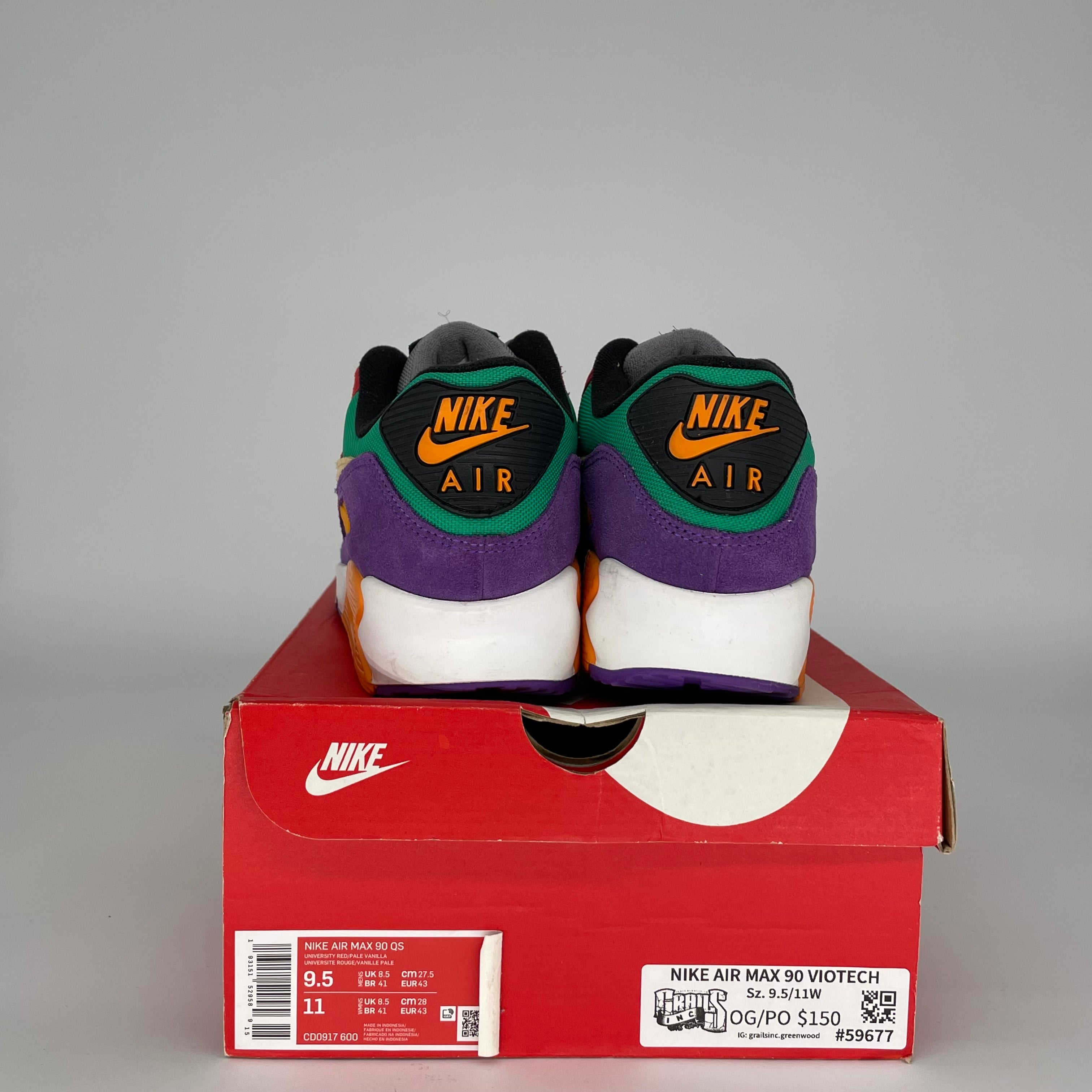 AIR MAX 90 VIOTECH SIZE 9.5 CD0917-600